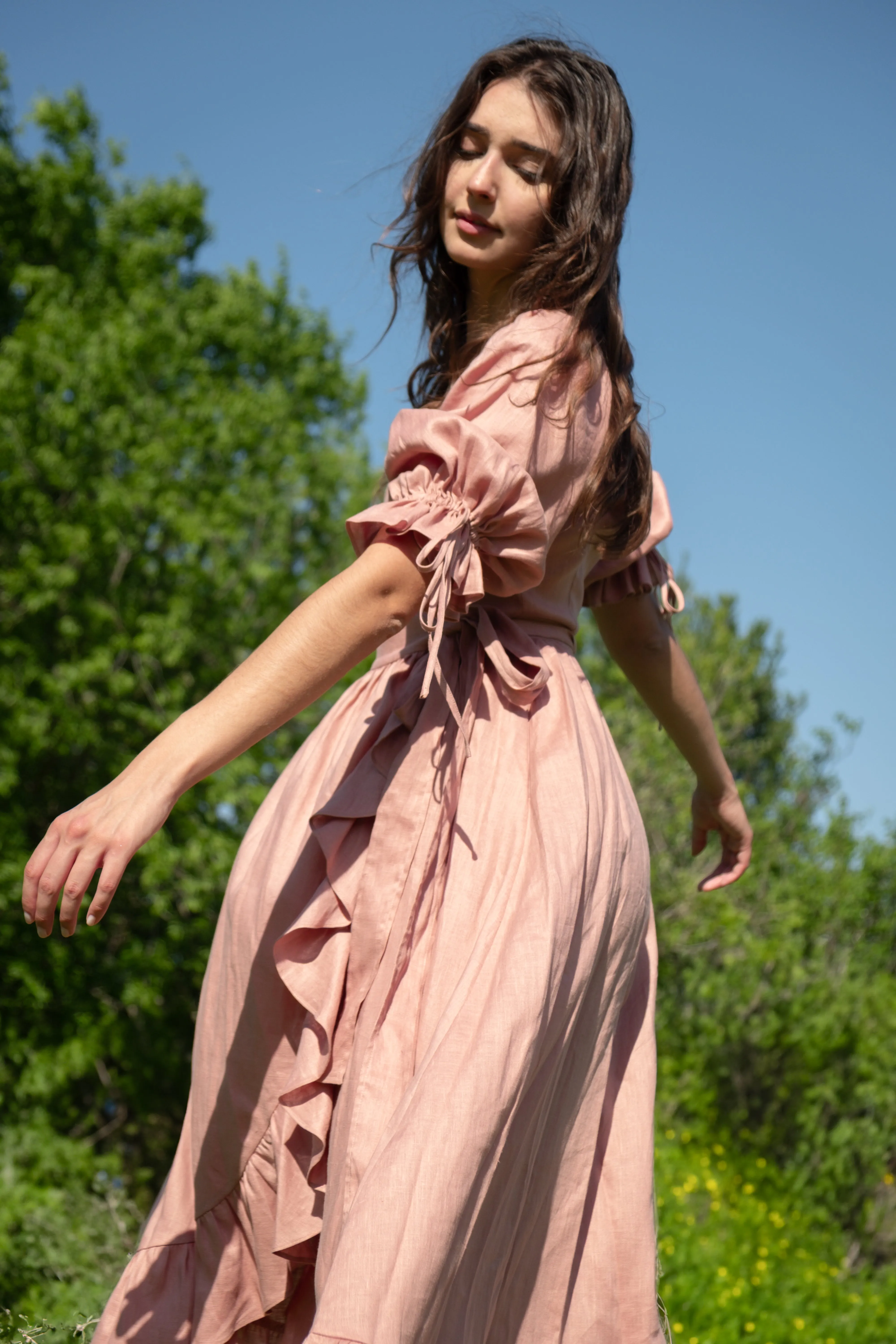 Lillian Dress in Rose Linen sold by Of Her Own Kind product image thumbnail 2