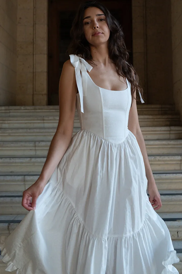 Mirabelle Bridal Dress in Pearl Jacquard sold by Of Her Own Kind