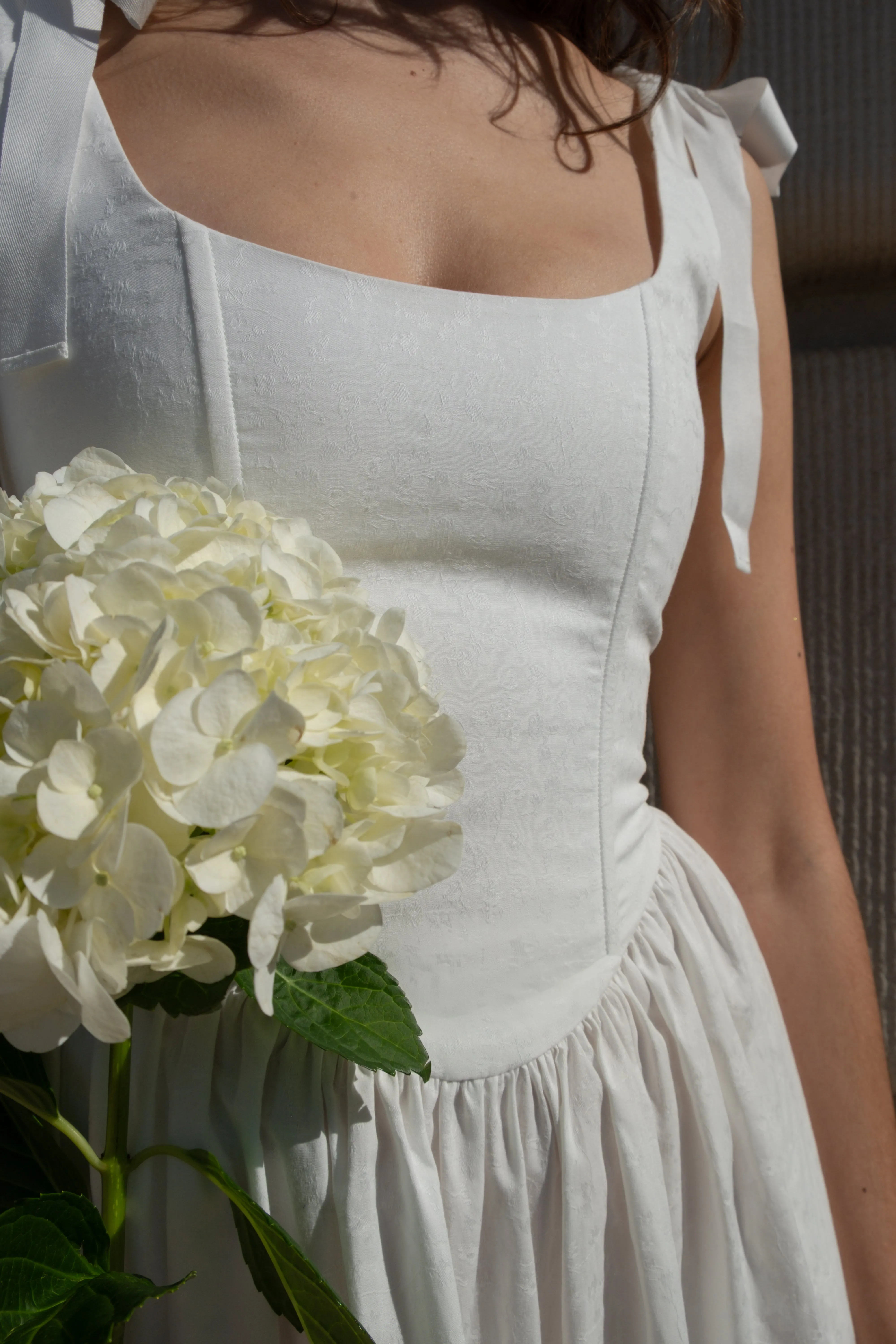 Mirabelle Bridal Dress in Pearl Jacquard sold by Of Her Own Kind product image thumbnail 3