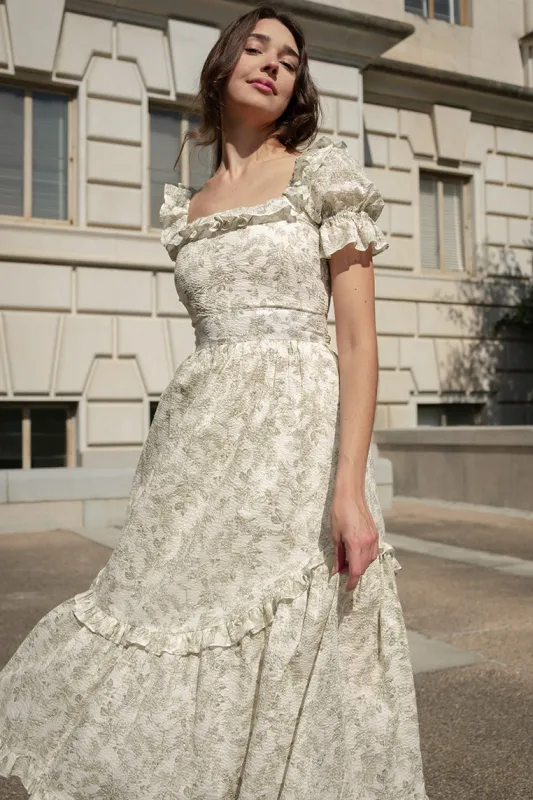 Adeline Dress in Sage Toile sold by Of Her Own Kind