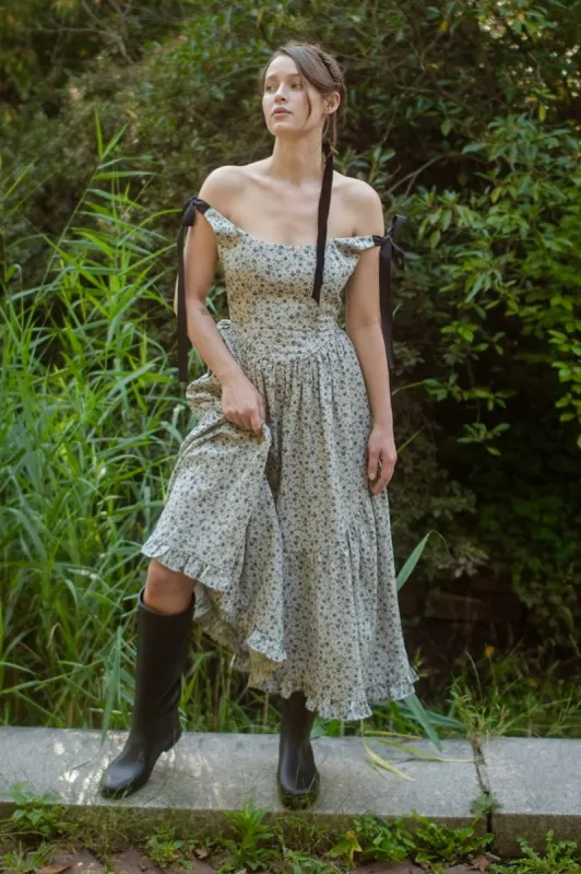 Mirabelle Dress in Dark Floral Mist sold by Of Her Own Kind