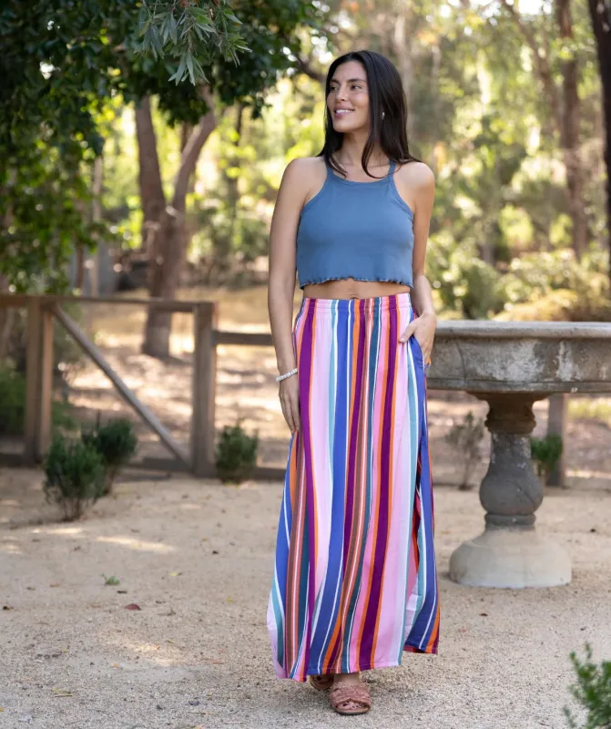 Cabana Stripe Maxi Skirt sold by SheBird