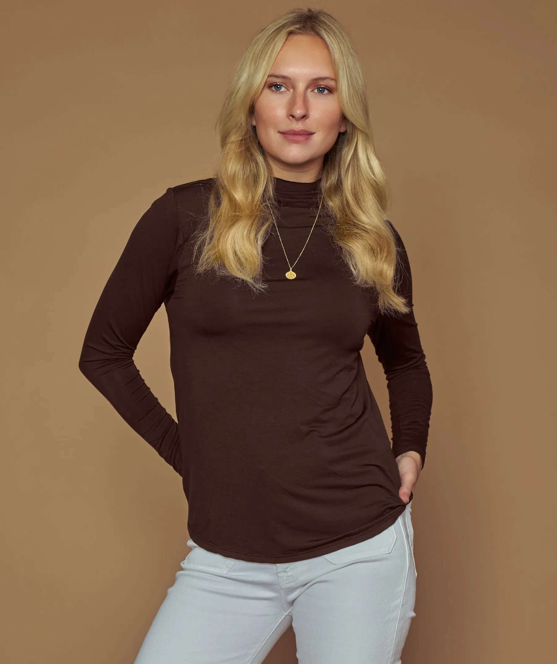 Mock Neck Long Sleeve Top sold by SheBird