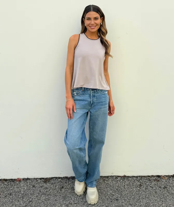 Cropped Freedom Tank with Embroidered Edge made by SheBird