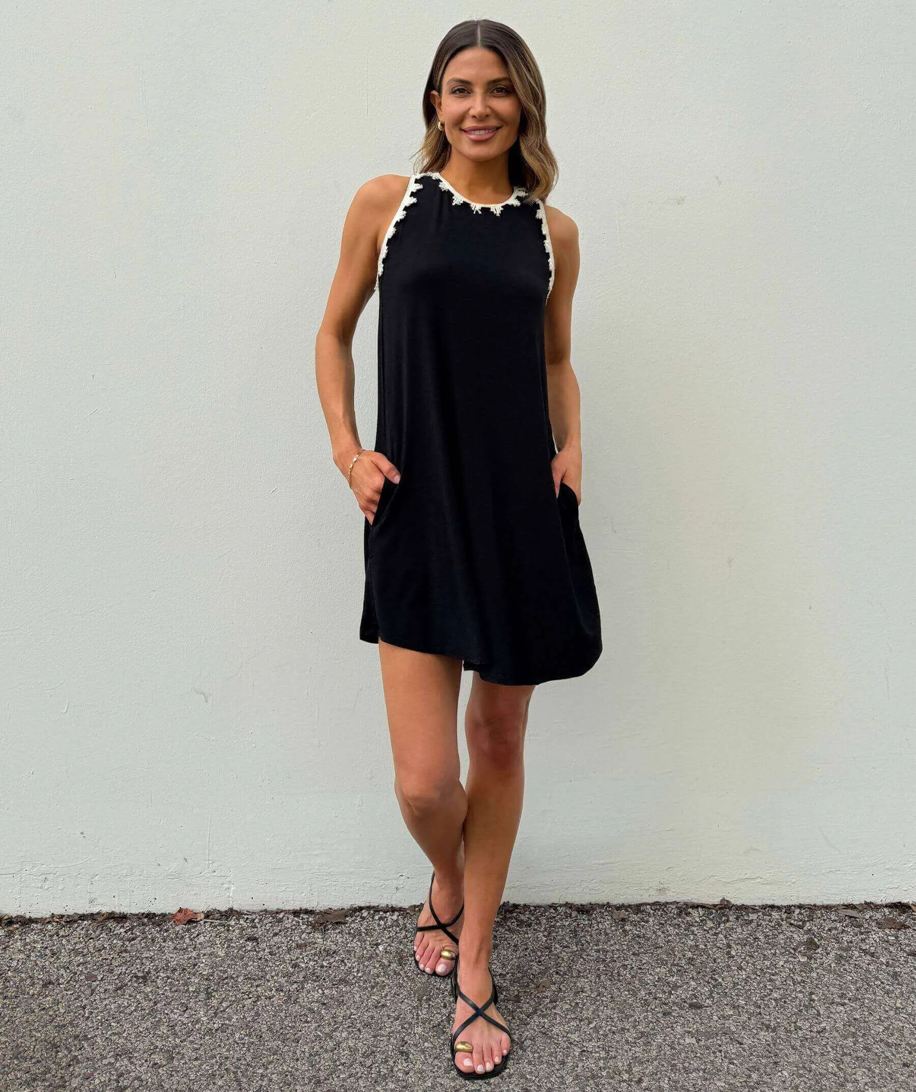 The Tunic Tank Dress with Fringe Trim sold by SheBird product image thumbnail 3