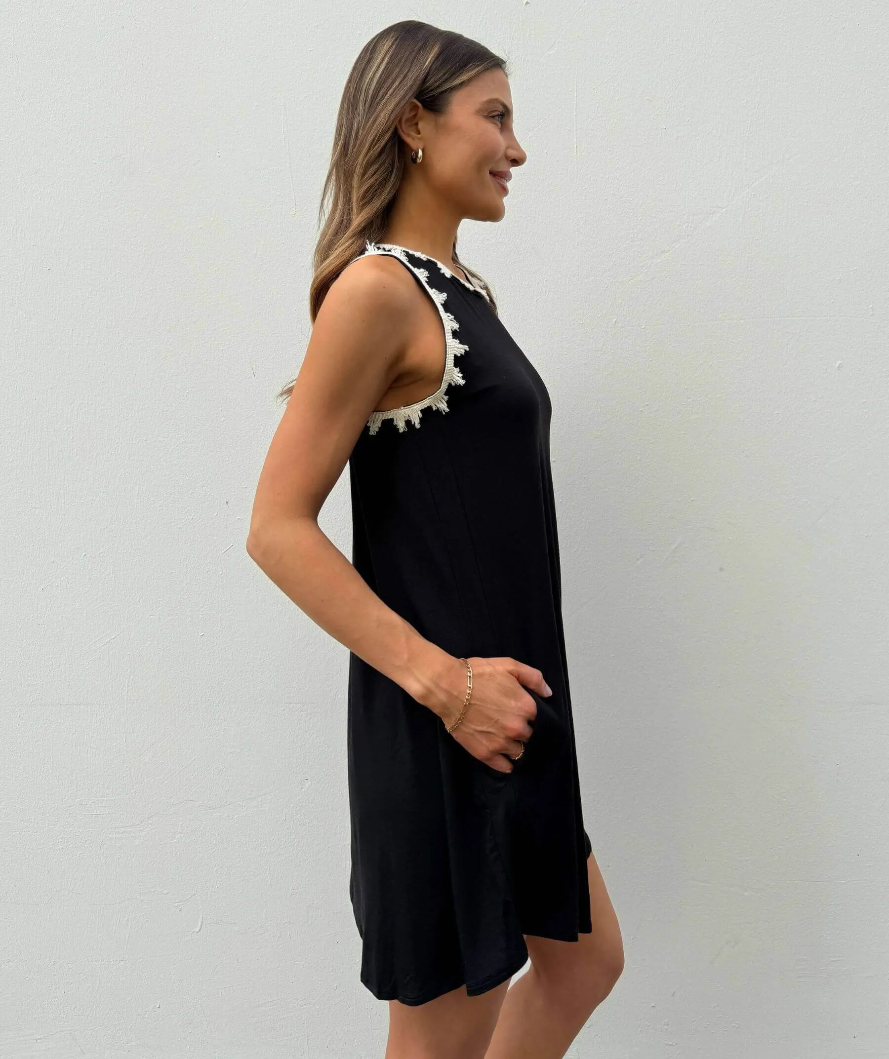 The Tunic Tank Dress with Fringe Trim sold by SheBird product image thumbnail 4