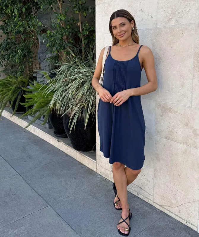 The Pintuck Mini Dress with Built-in Bra made by SheBird