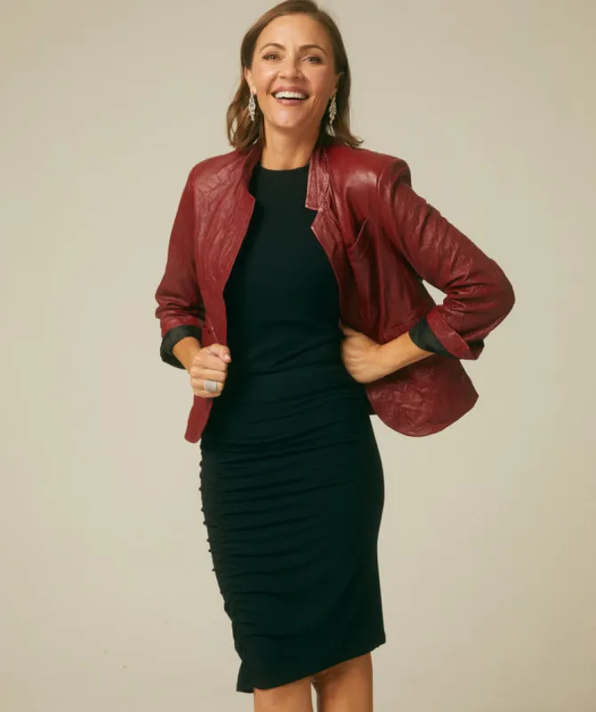 The Ruched Pencil Skirt with built-in shorts sold by SheBird