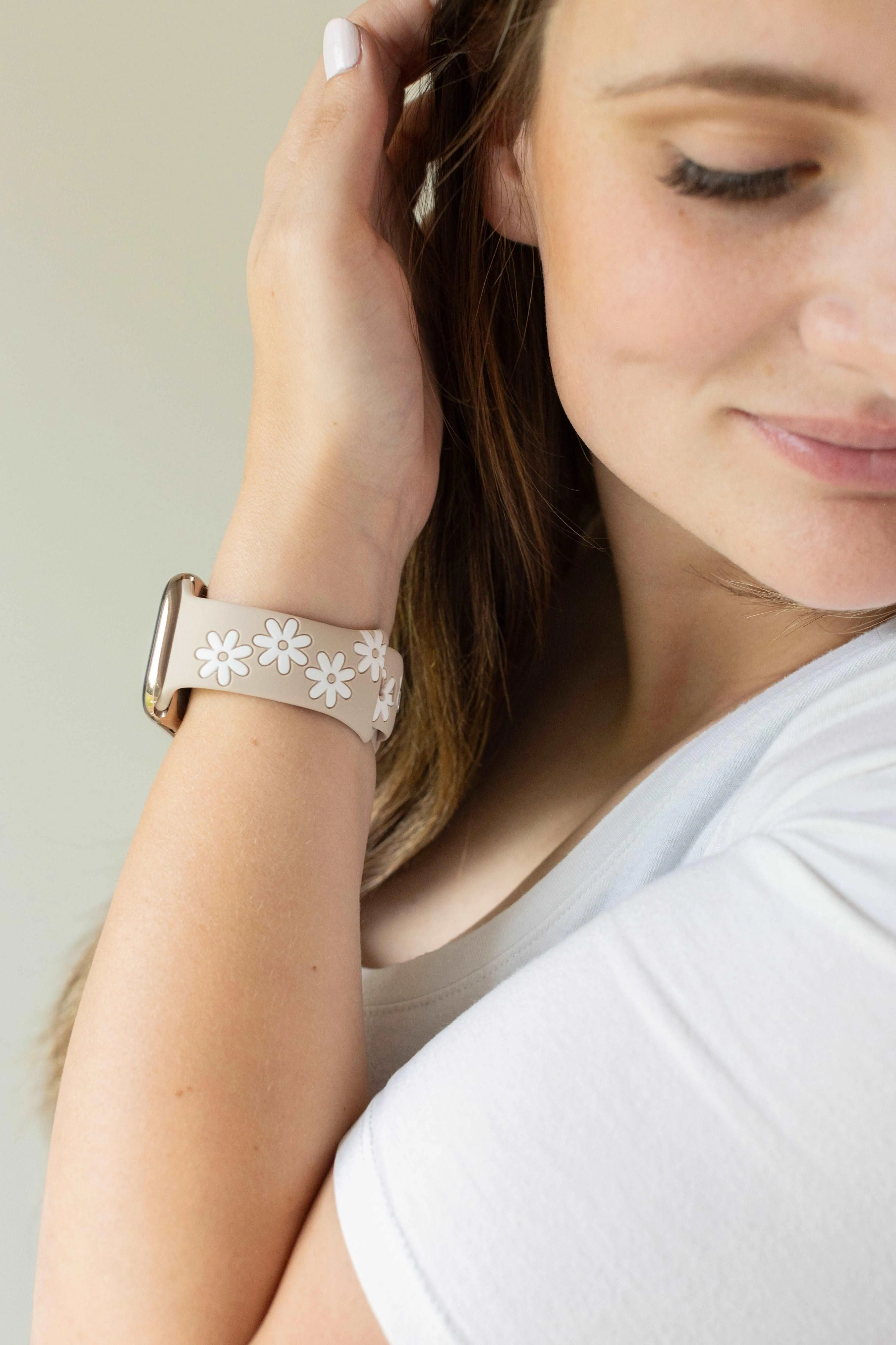 Darling Daisy Nude & White Smart Watch Band sold by Strawberry Avocados product image thumbnail 2