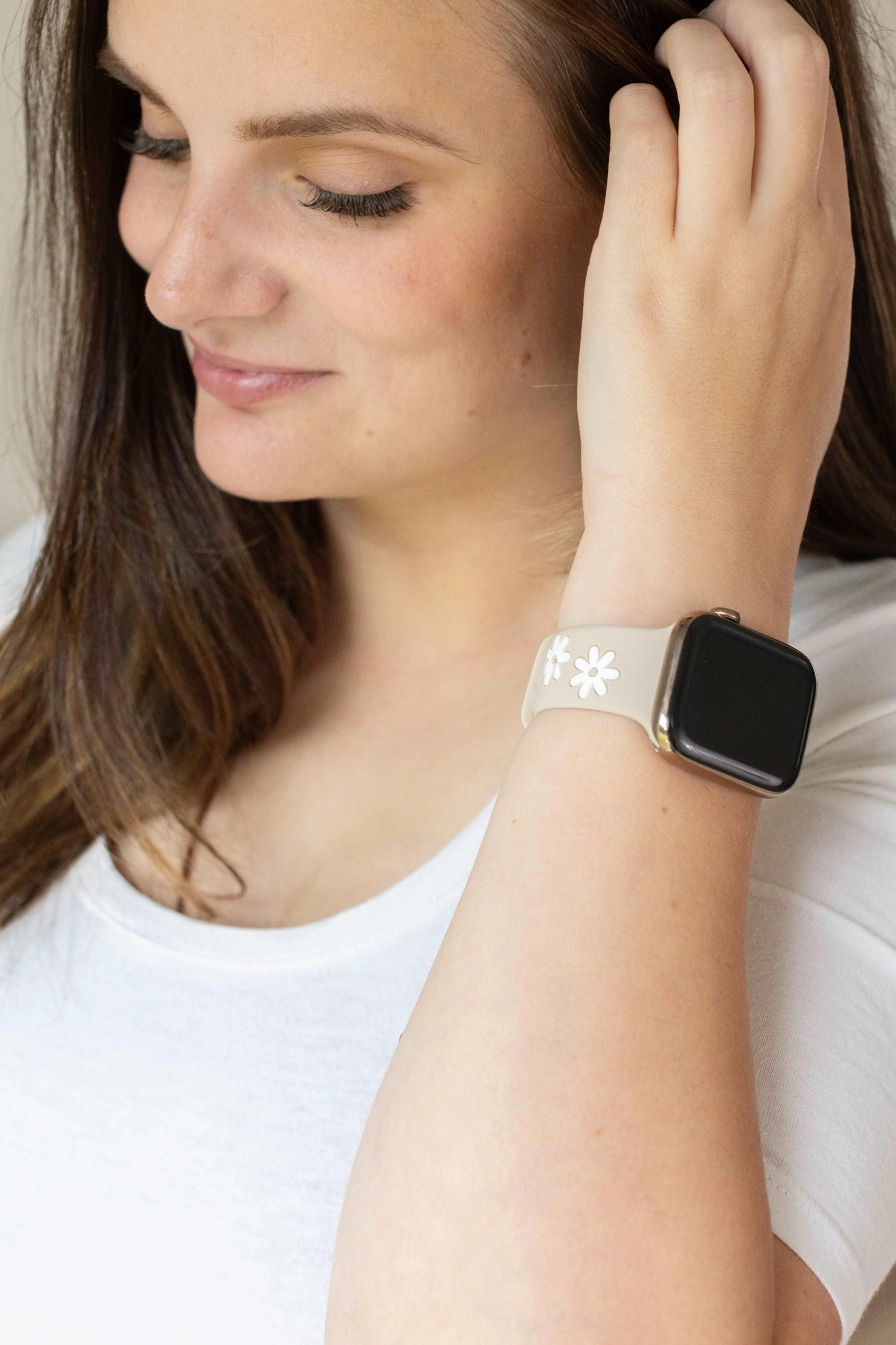Darling Daisy Nude & White Smart Watch Band sold by Strawberry Avocados product image thumbnail 3