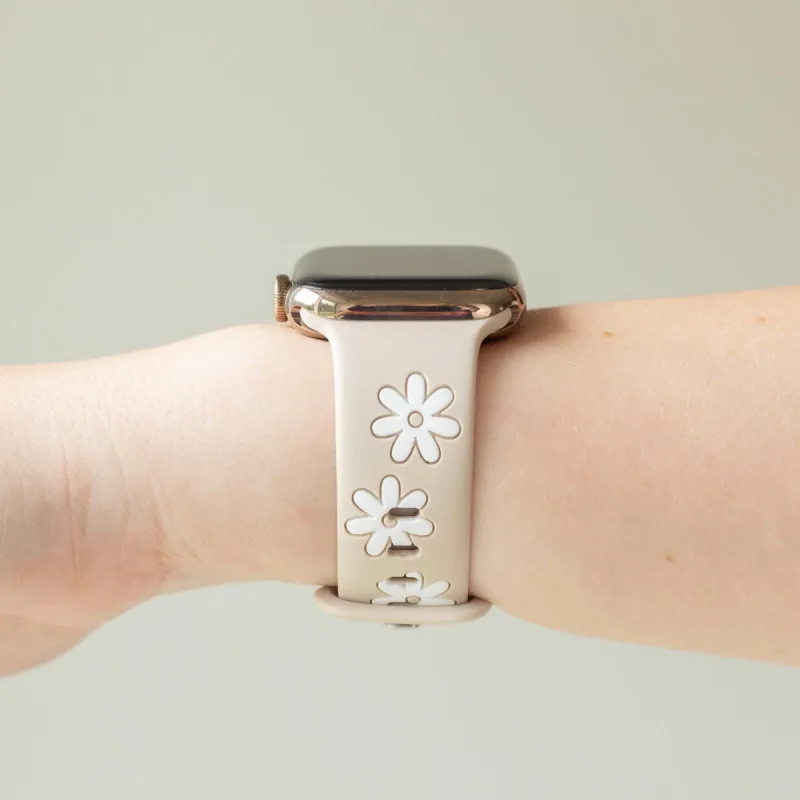 Darling Daisy Nude & White Smart Watch Band sold by Strawberry Avocados
