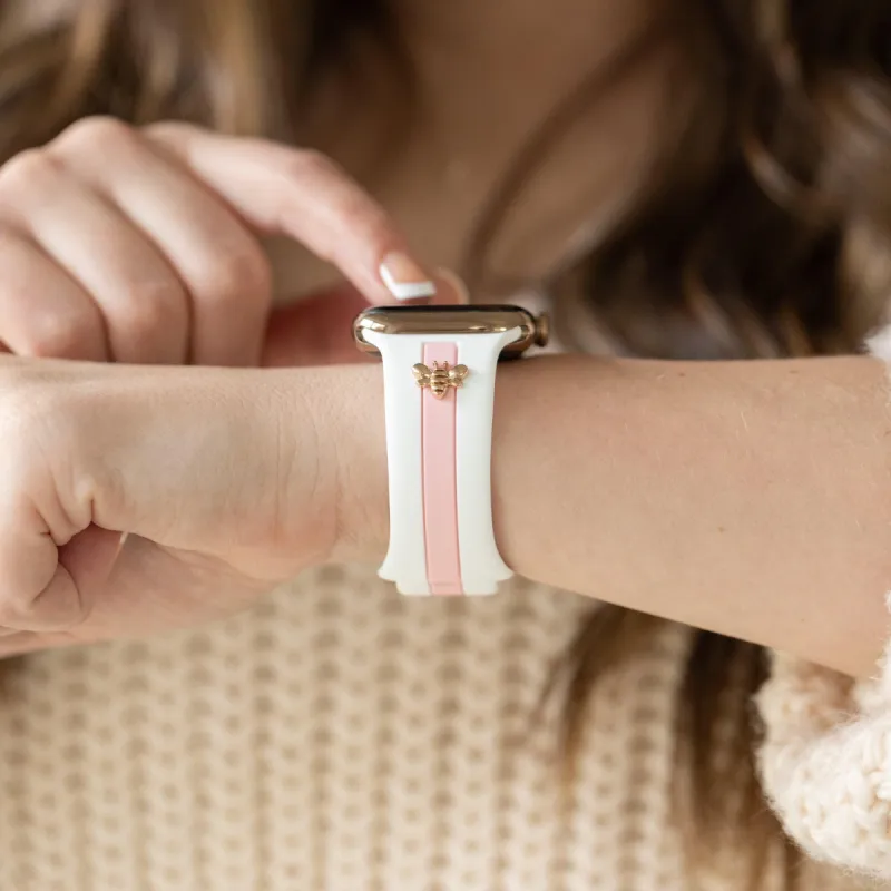 Skye White & Bubblegum Smart Watch Band sold by Strawberry Avocados