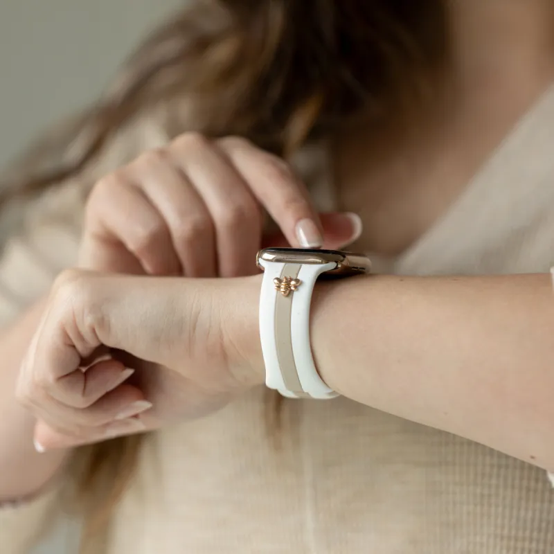 Skye White & Nude Sand Smart Watch Band sold by Strawberry Avocados