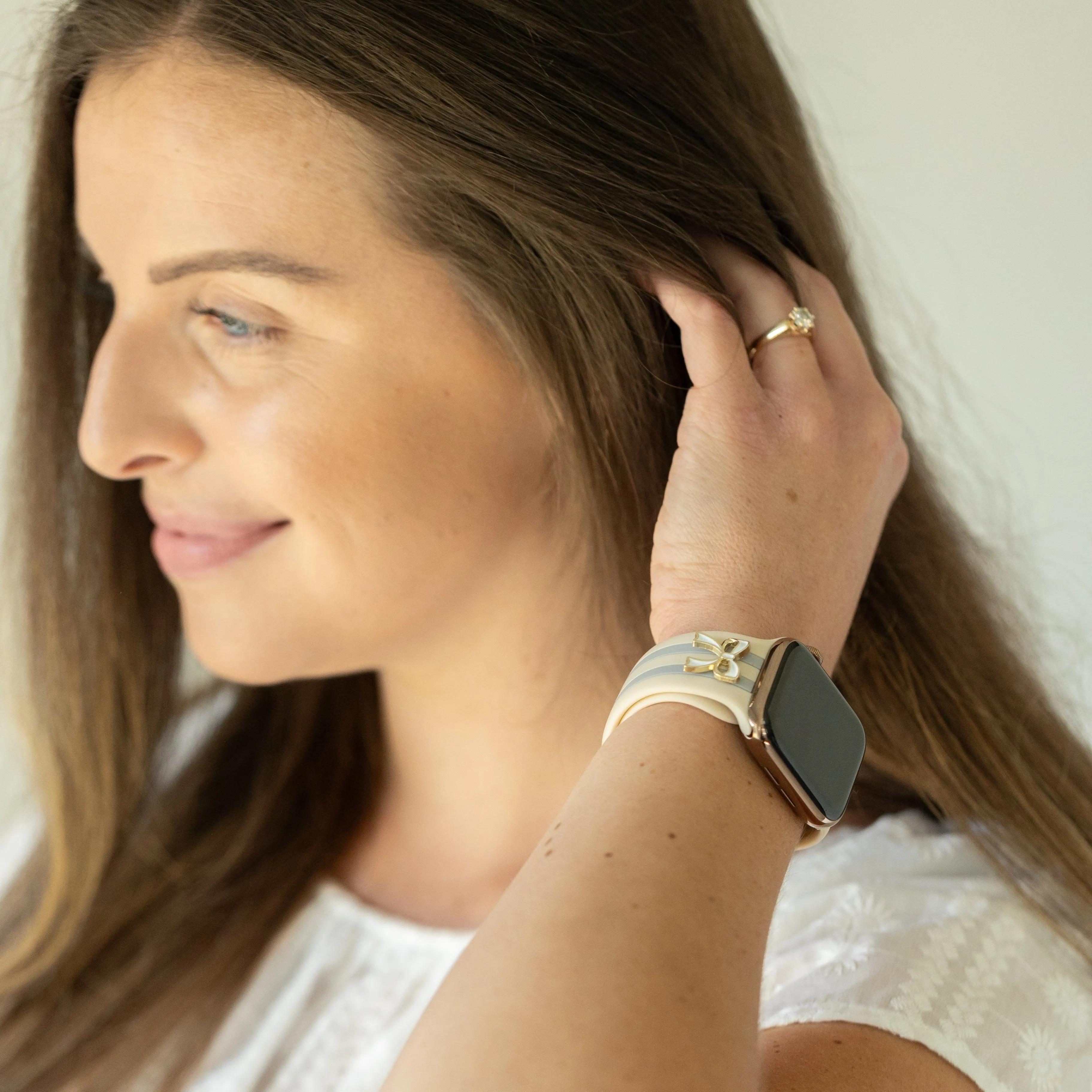 The It Girl Ivory and Gray Smart Watch Band sold by Strawberry Avocados product image thumbnail 3