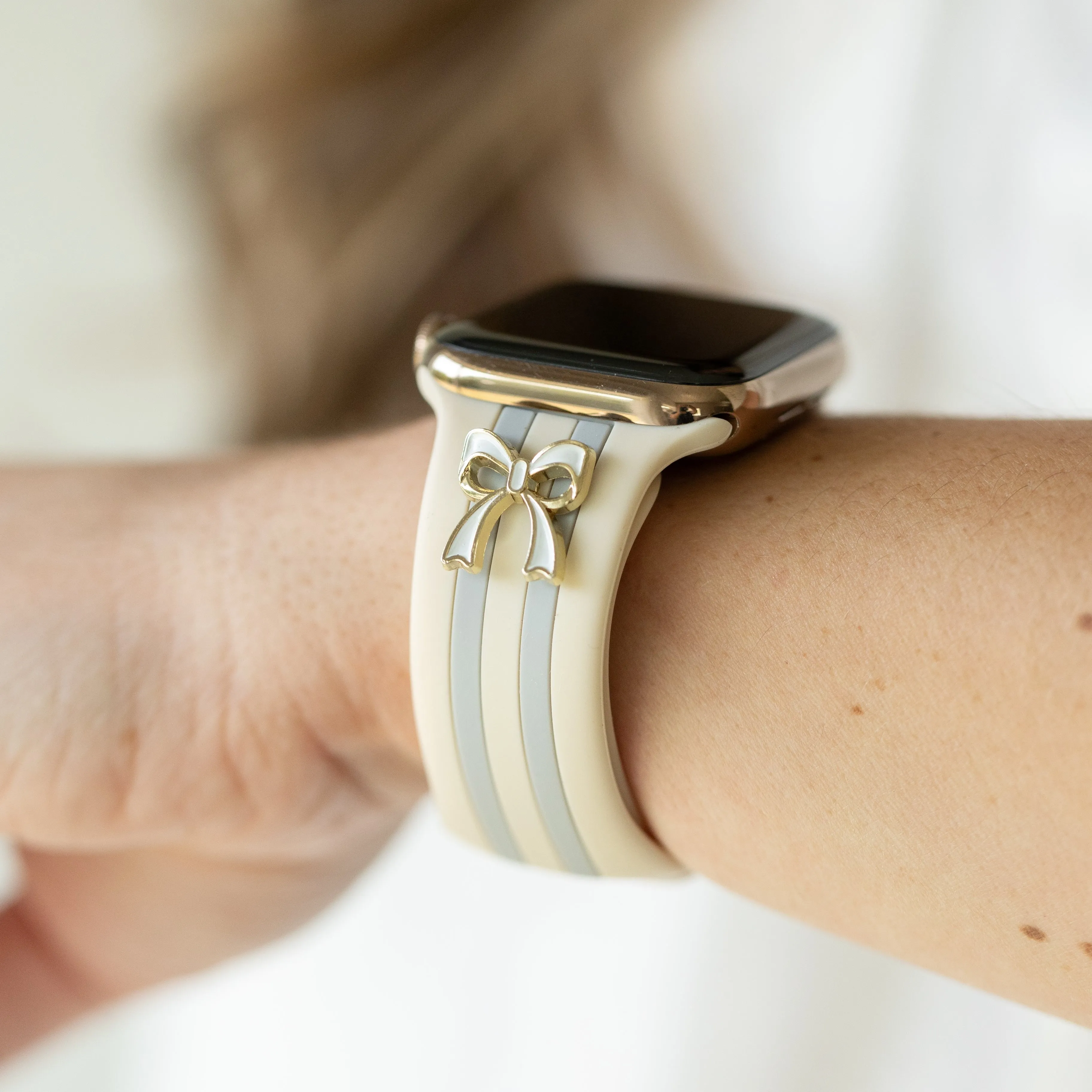 The It Girl Ivory and Gray Smart Watch Band sold by Strawberry Avocados product image thumbnail 2