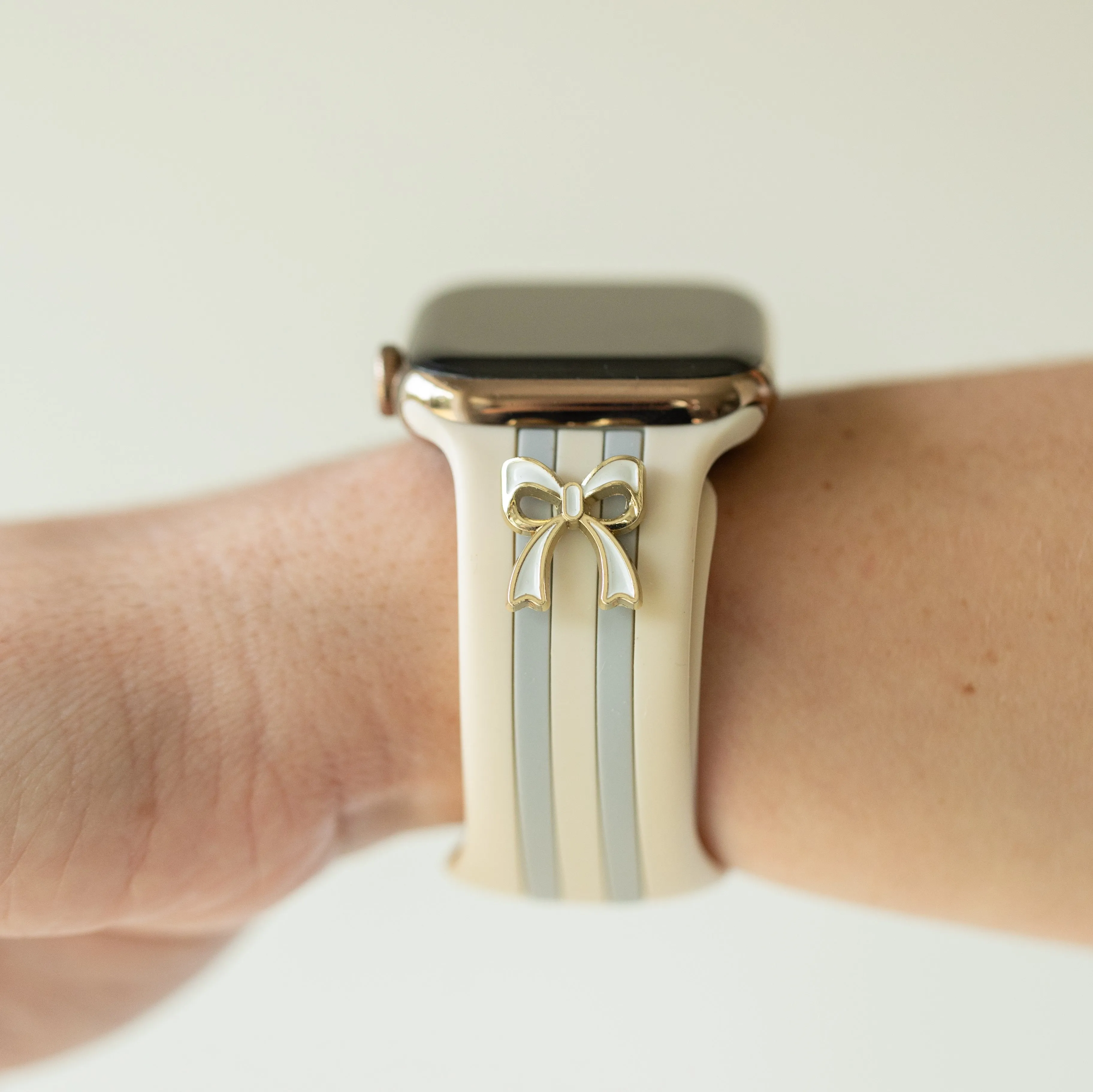 The It Girl Ivory and Gray Smart Watch Band sold by Strawberry Avocados