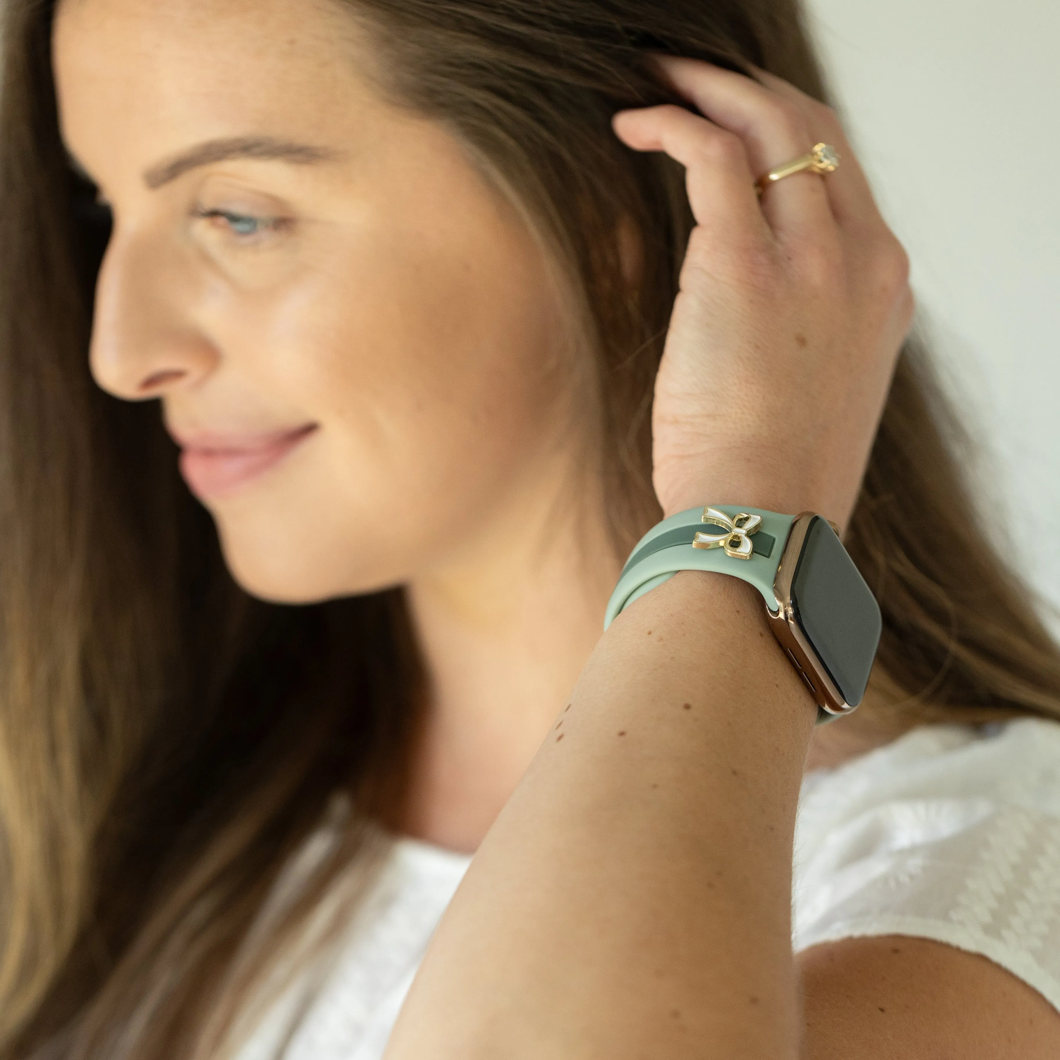 The It Girl Dusty Blue and Green Smart Watch Band sold by Strawberry Avocados product image thumbnail 3