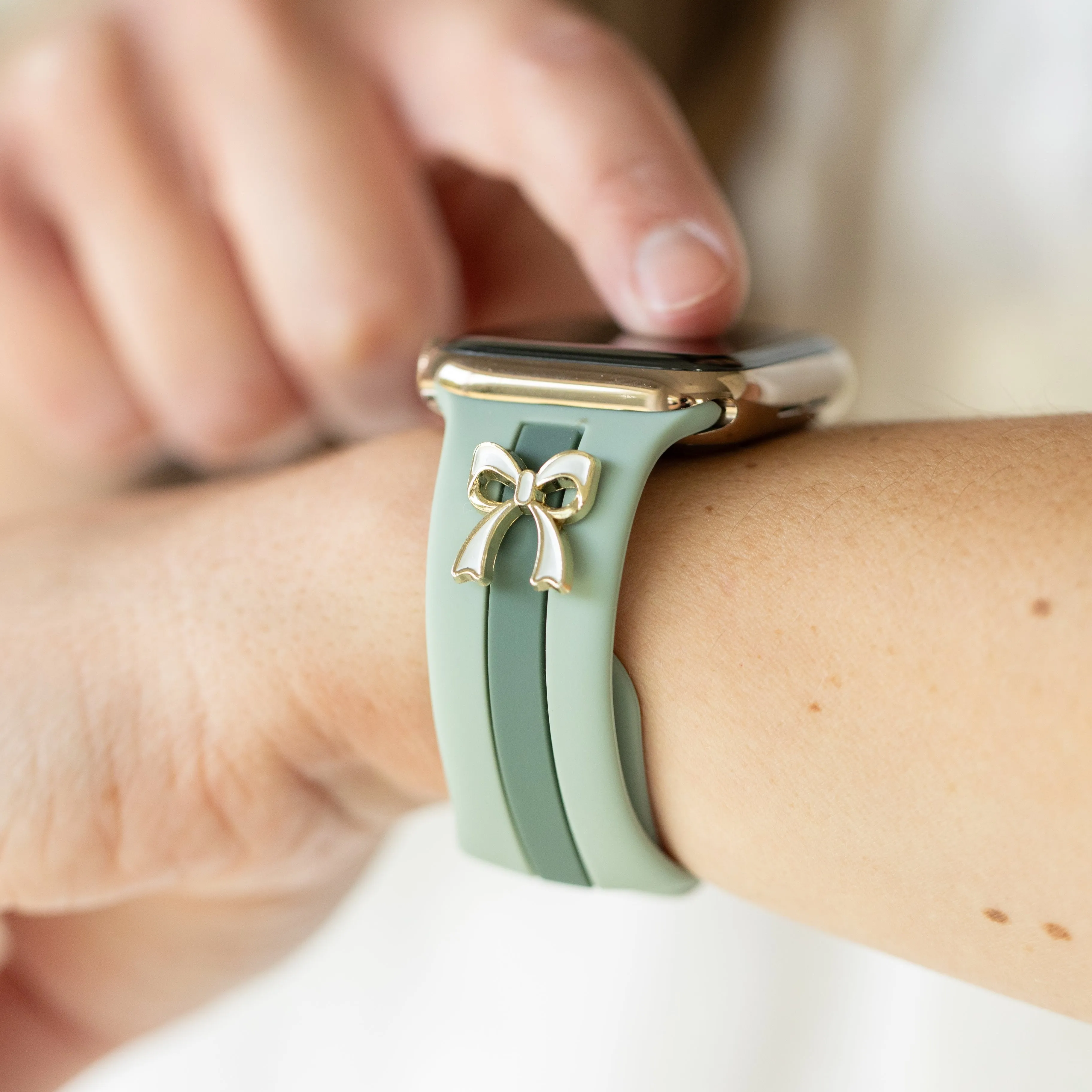 The It Girl Dusty Blue and Green Smart Watch Band sold by Strawberry Avocados product image thumbnail 2