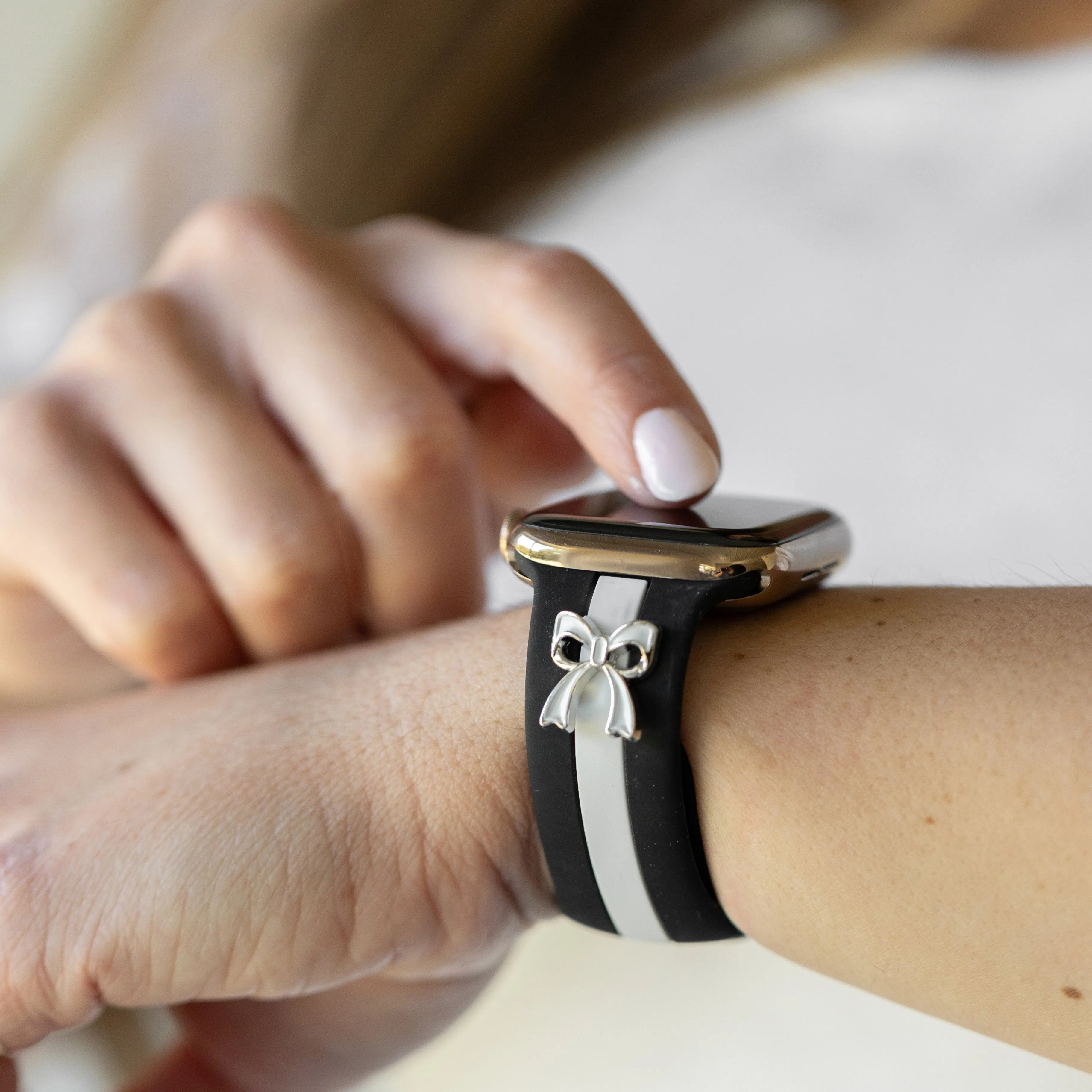 The It Girl Midnight Black & White Smart Watch Band sold by Strawberry Avocados product image thumbnail 2