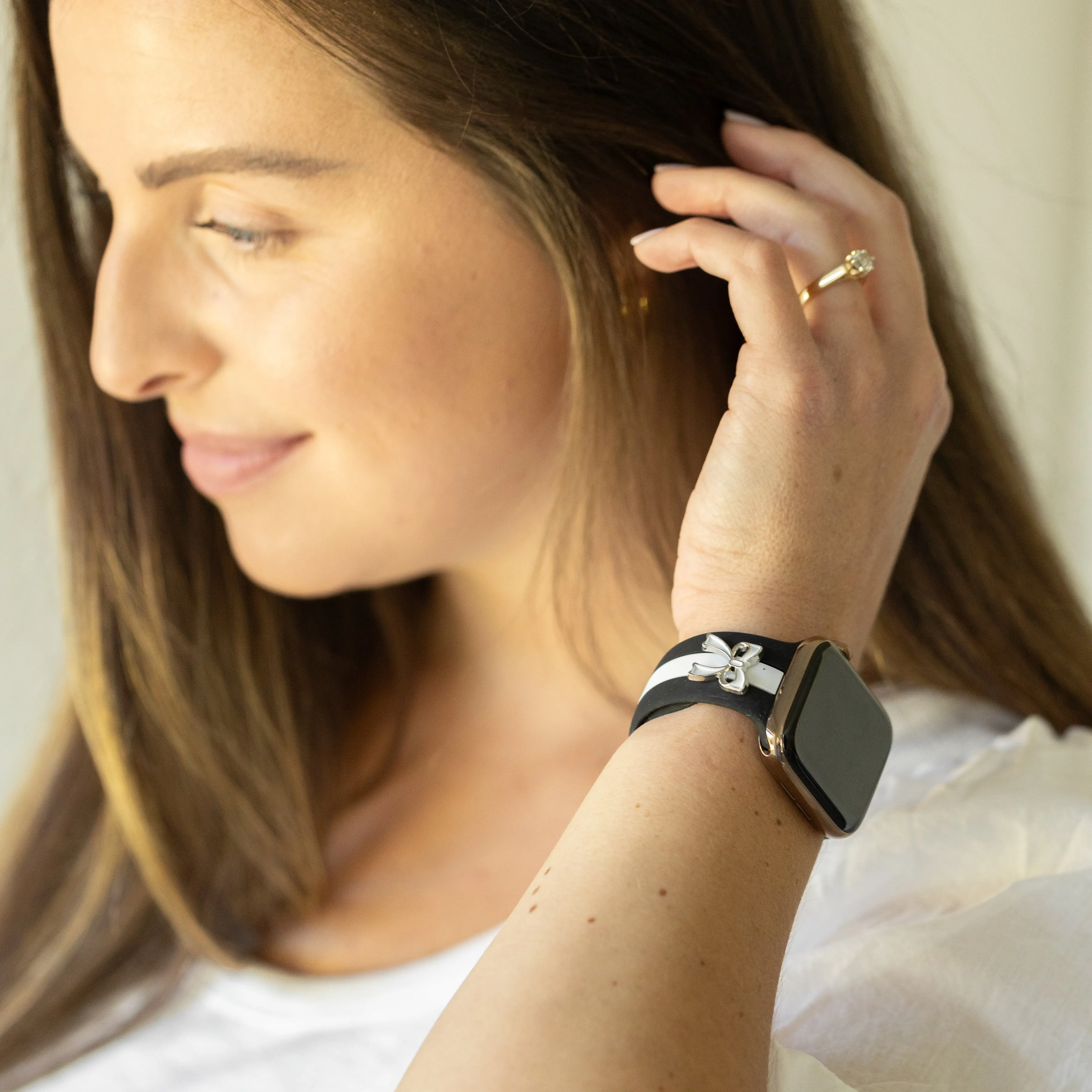 The It Girl Midnight Black & White Smart Watch Band sold by Strawberry Avocados product image thumbnail 3