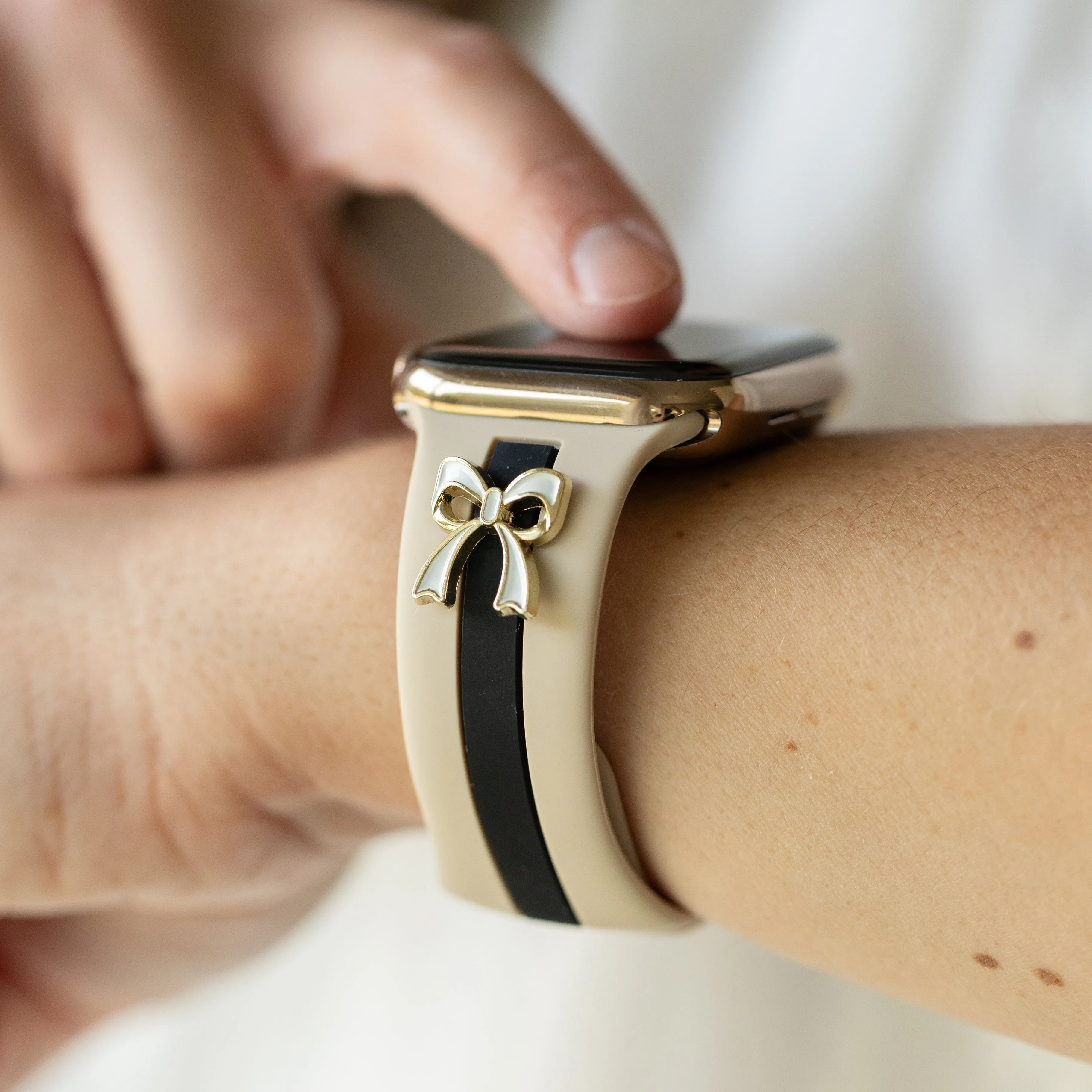 The It Girl Nude Sand and Black Smart Watch Band sold by Strawberry Avocados product image thumbnail 2