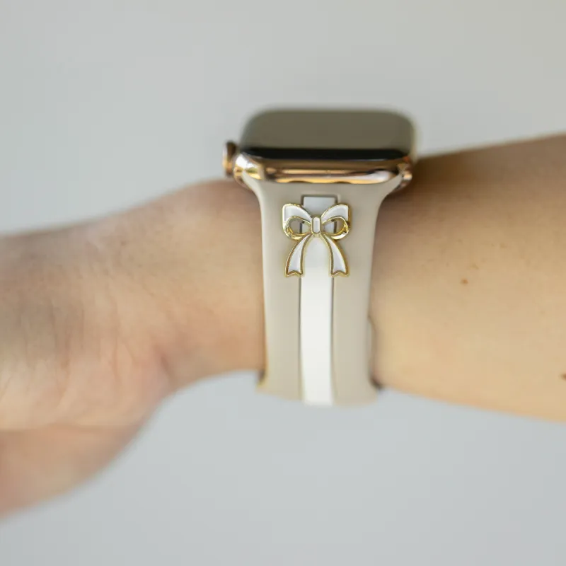 The It Girl Nude Sand and White Smart Watch Band sold by Strawberry Avocados