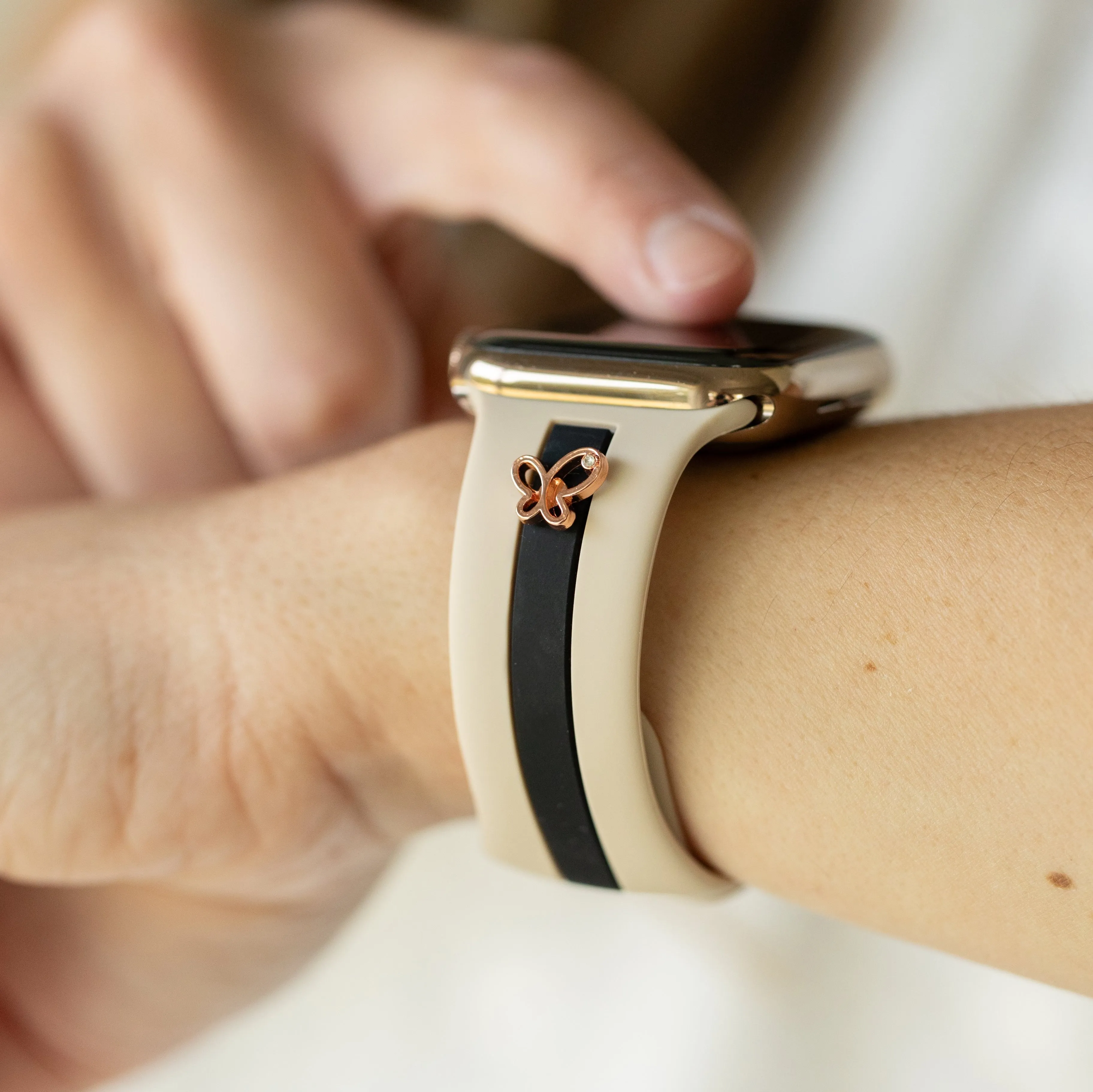 Chasing Butterflies 🦋Nude Sand & Black Smart Watch Band sold by Strawberry Avocados