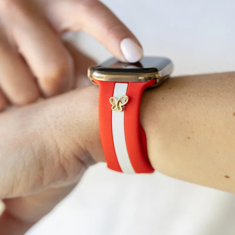 Chasing Butterflies 🦋Red & White Smart Watch Band sold by Strawberry Avocados