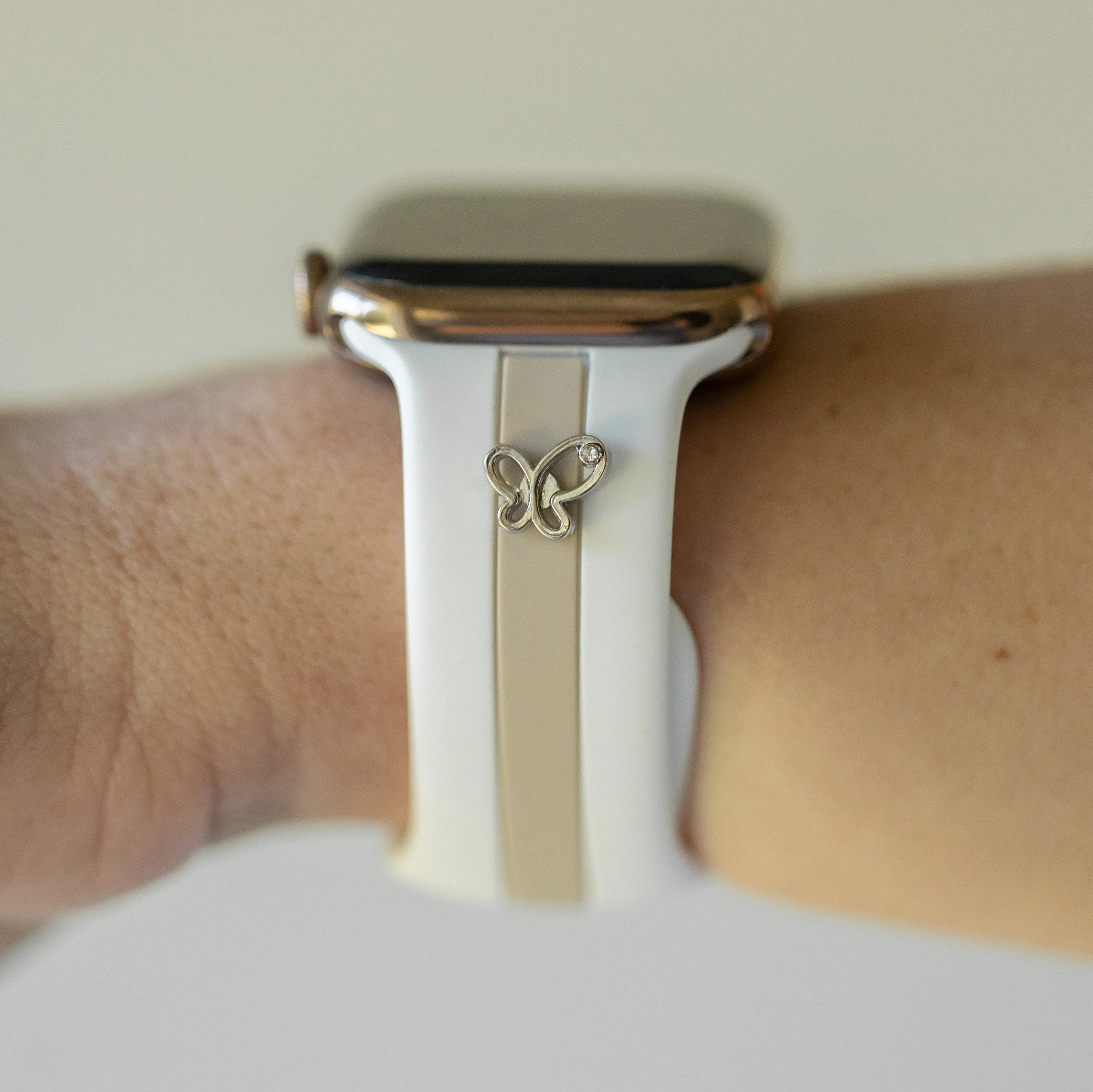 Chasing Butterflies 🦋 White & Nude Sand Smart Watch Band sold by Strawberry Avocados