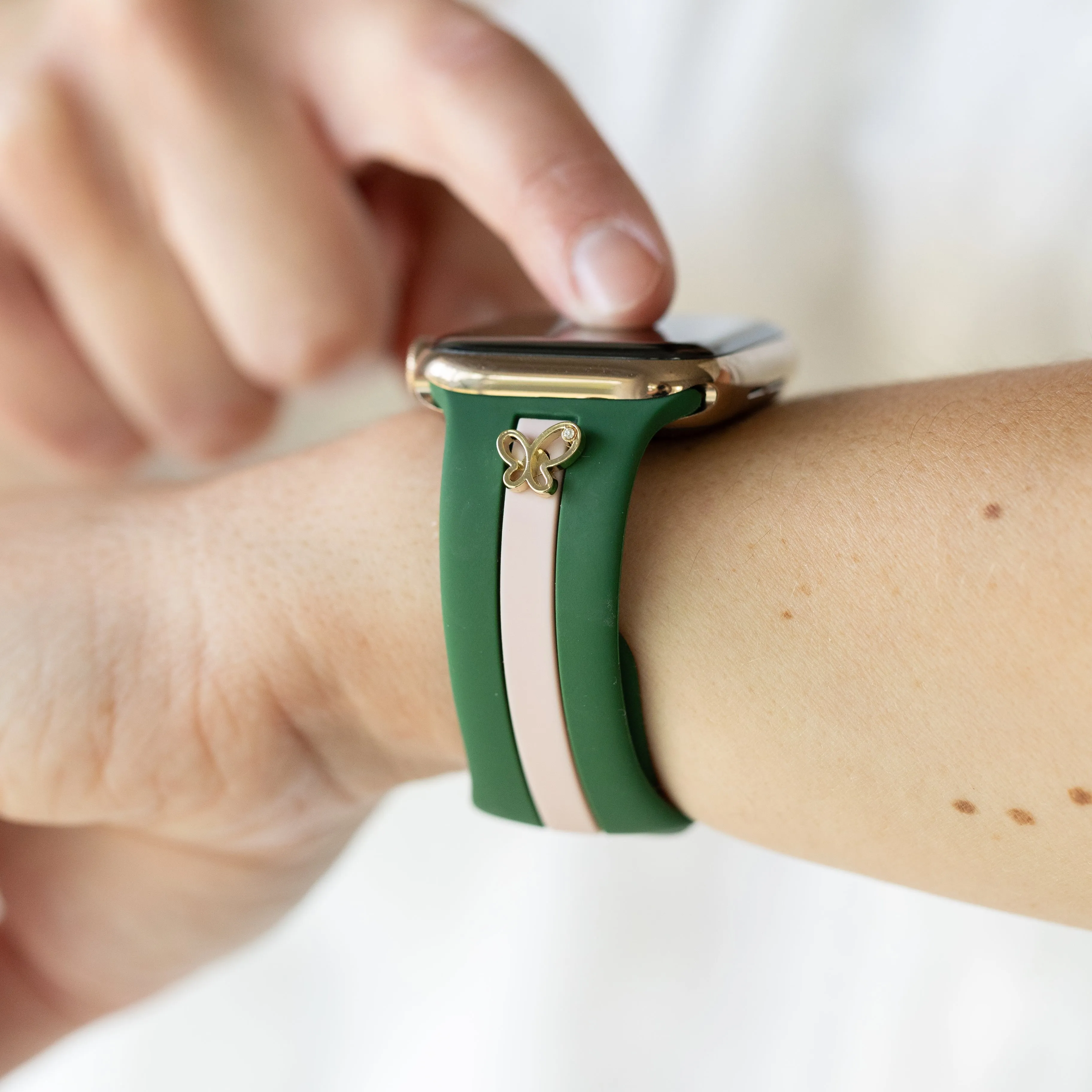 Chasing Butterflies 🦋 Pink and Green Smart Watch Band sold by Strawberry Avocados