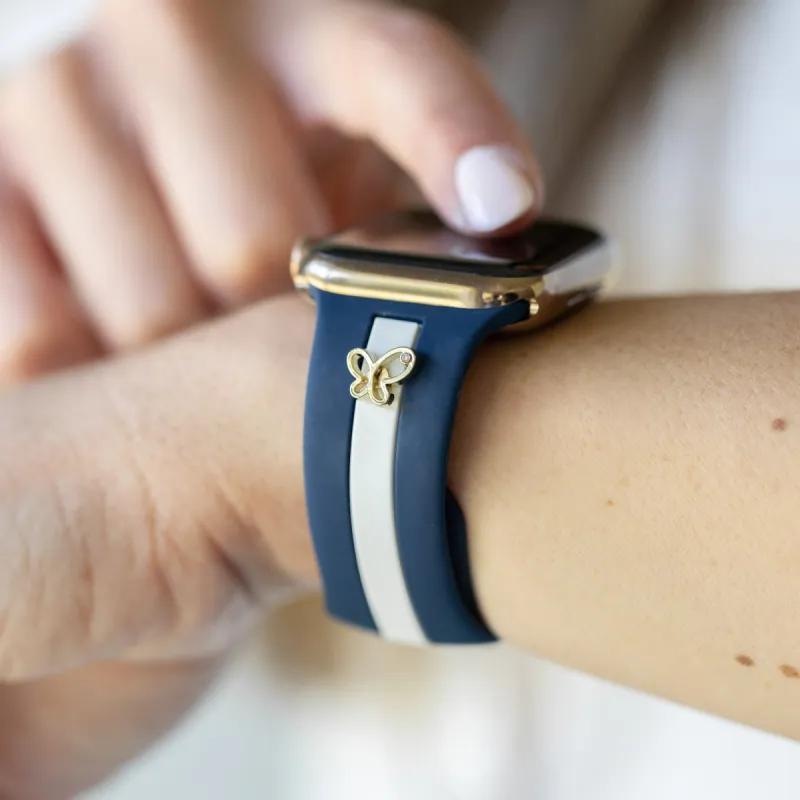 Chasing Butterflies 🦋 Nautical Blue and White Smart Watch Band sold by Strawberry Avocados