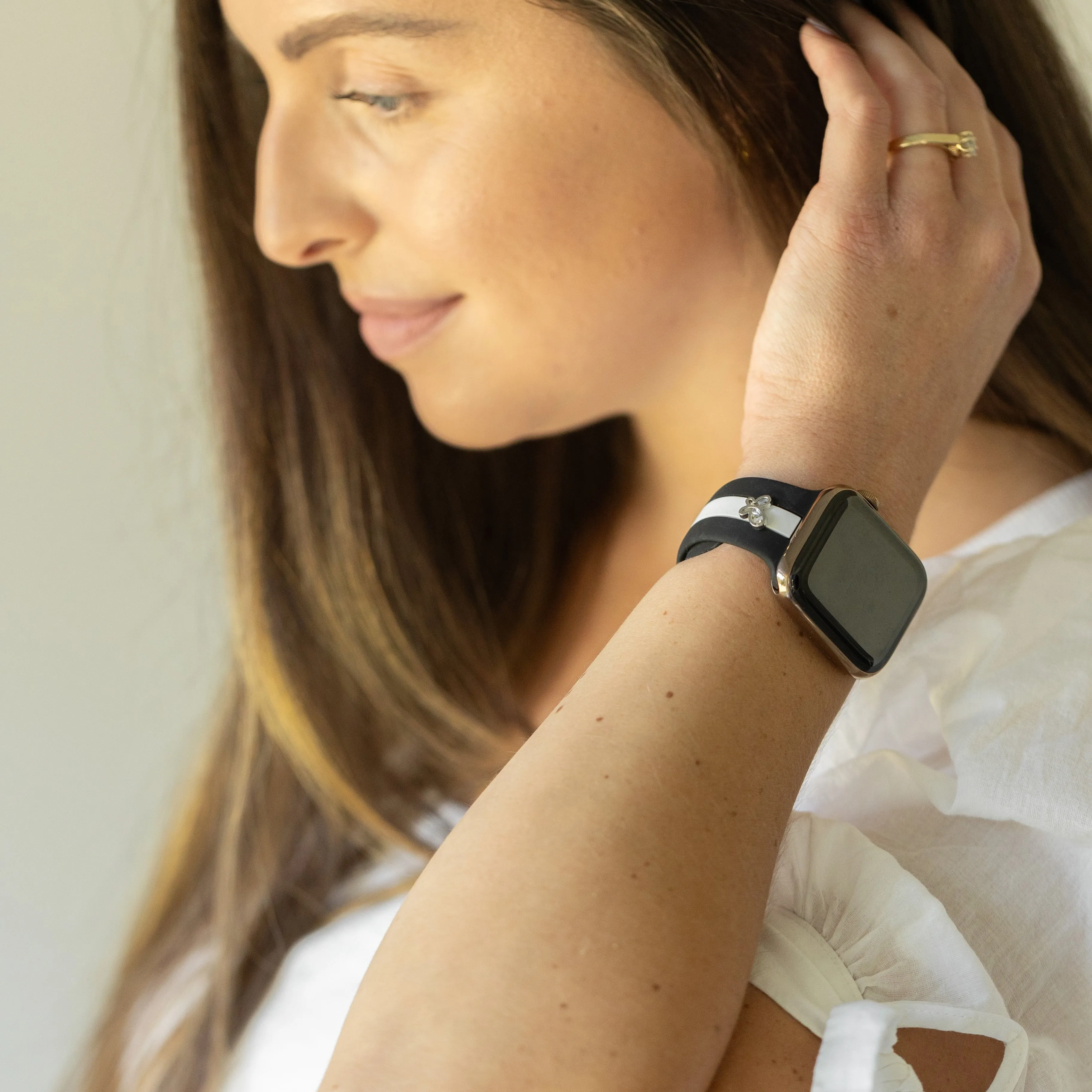 Chasing Butterflies 🦋 Midnight Black & White Smart Watch Band sold by Strawberry Avocados product image thumbnail 2