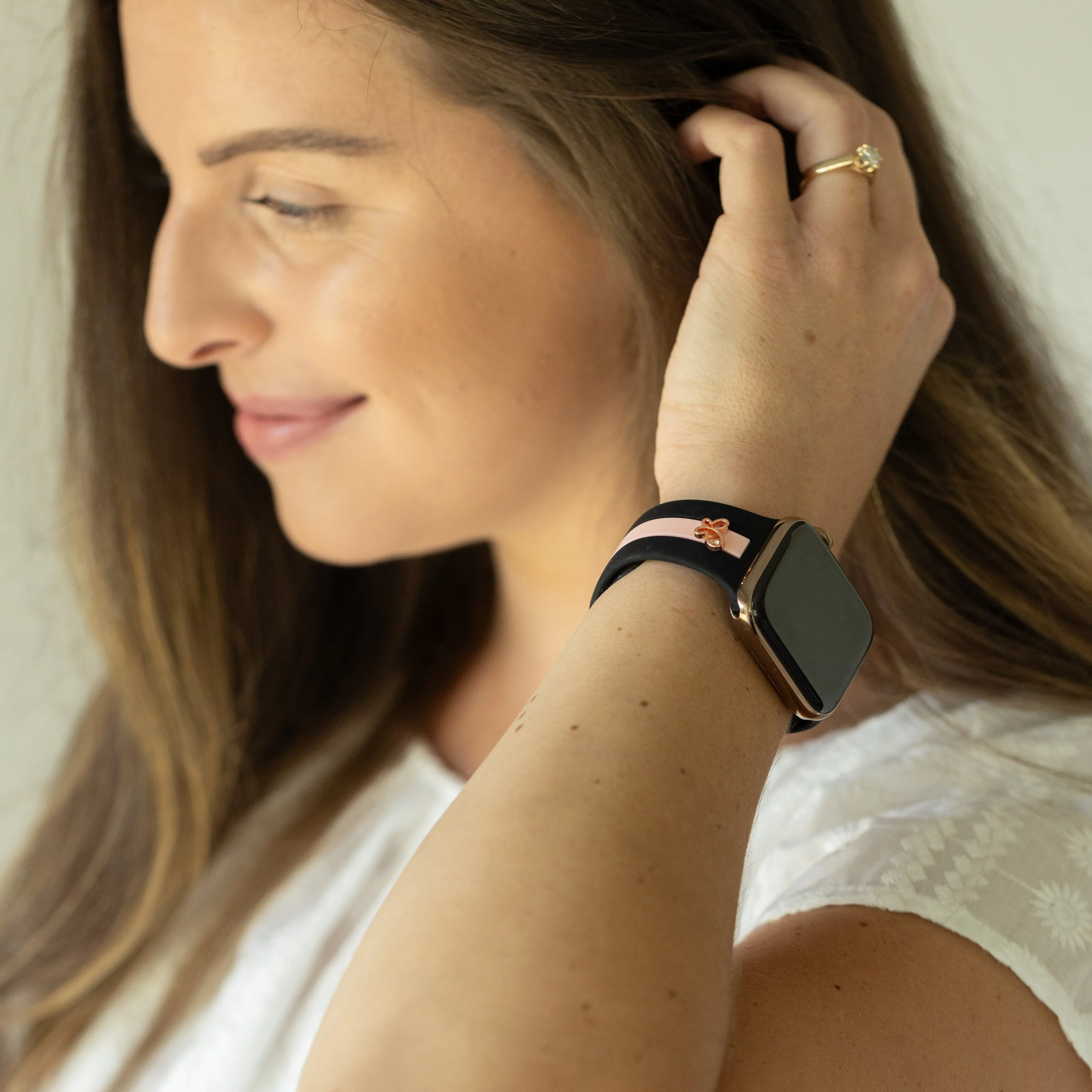 Chasing Butterflies 🦋 Midnight Black & Pink Smart Watch Band sold by Strawberry Avocados product image thumbnail 2