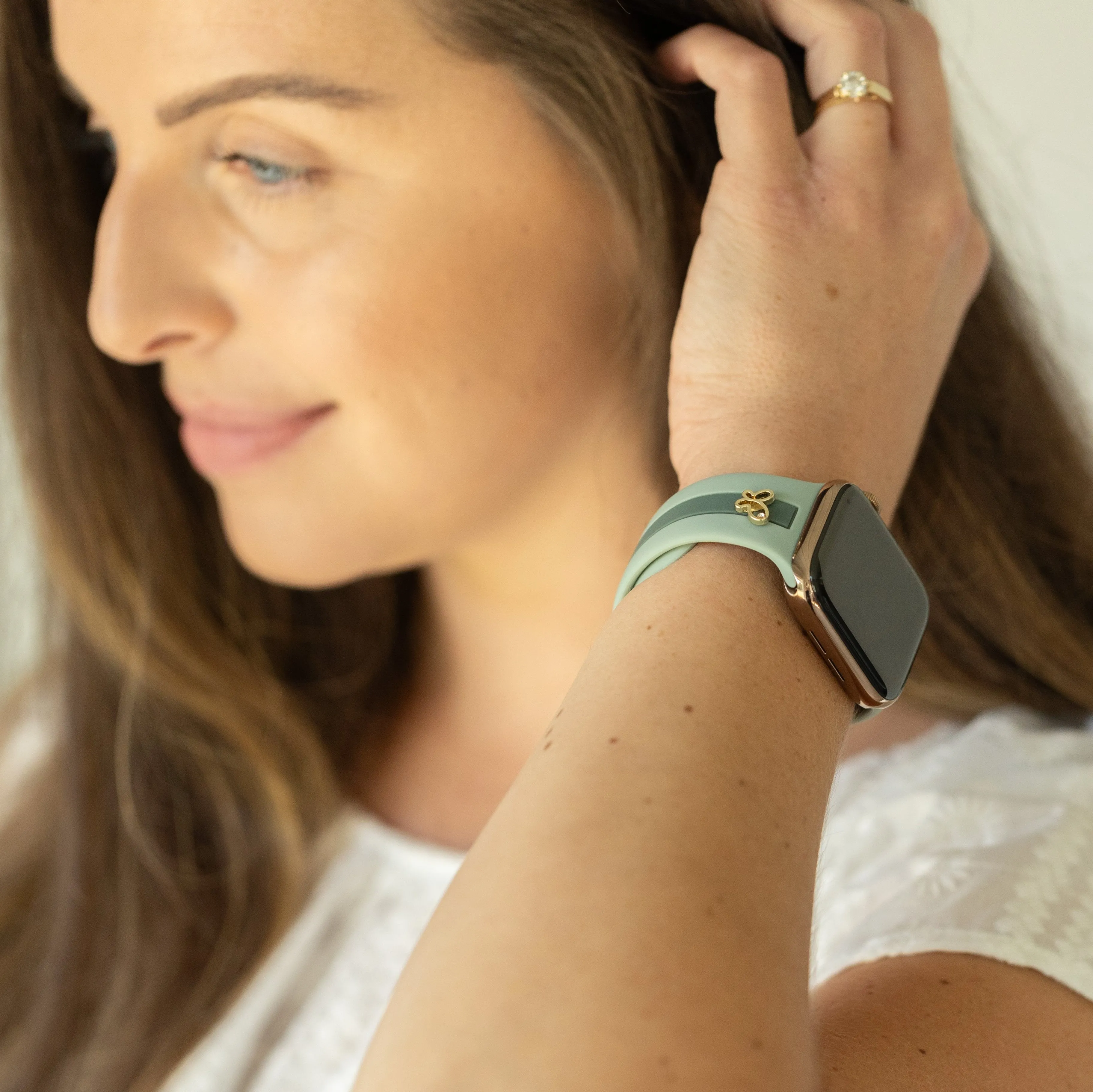 Chasing Butterflies 🦋 Dusty Blue & Green Smart Watch Band sold by Strawberry Avocados product image thumbnail 2