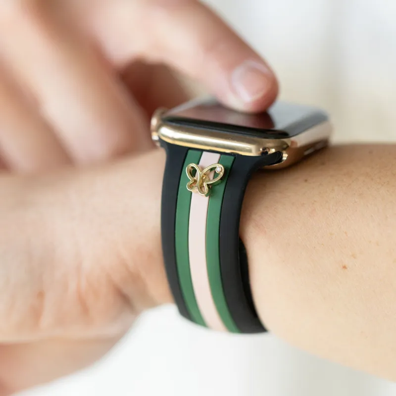 Chasing Butterflies 🦋 Black/Pink/Green Smart Watch Band sold by Strawberry Avocados