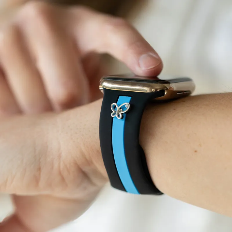 Chasing Butterflies 🦋 Black & Blue Smart Watch Band sold by Strawberry Avocados