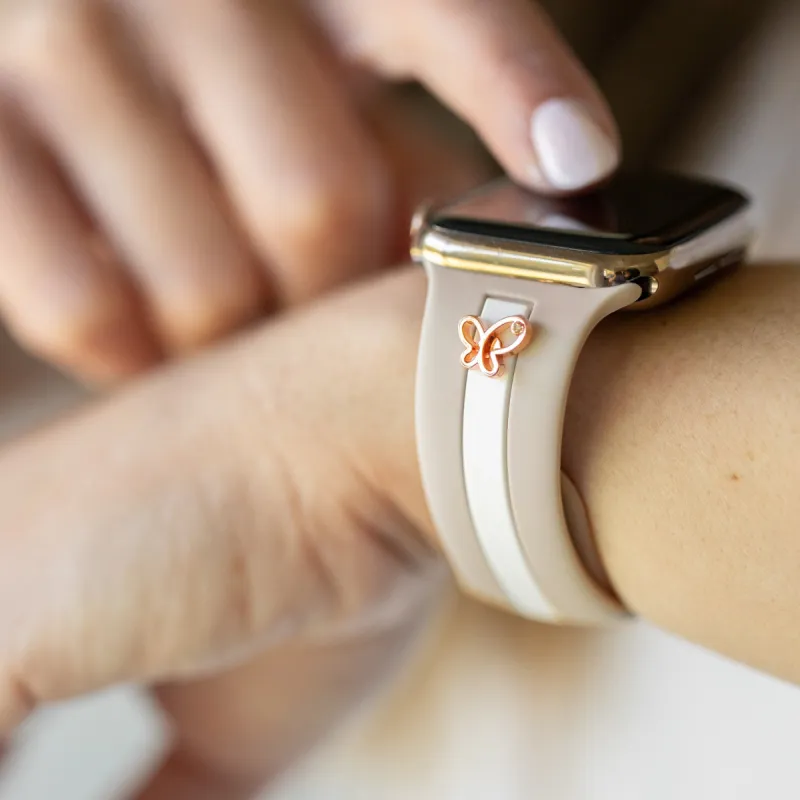 Chasing Butterflies 🦋  Nude Sand and White Smart Watch Band sold by Strawberry Avocados