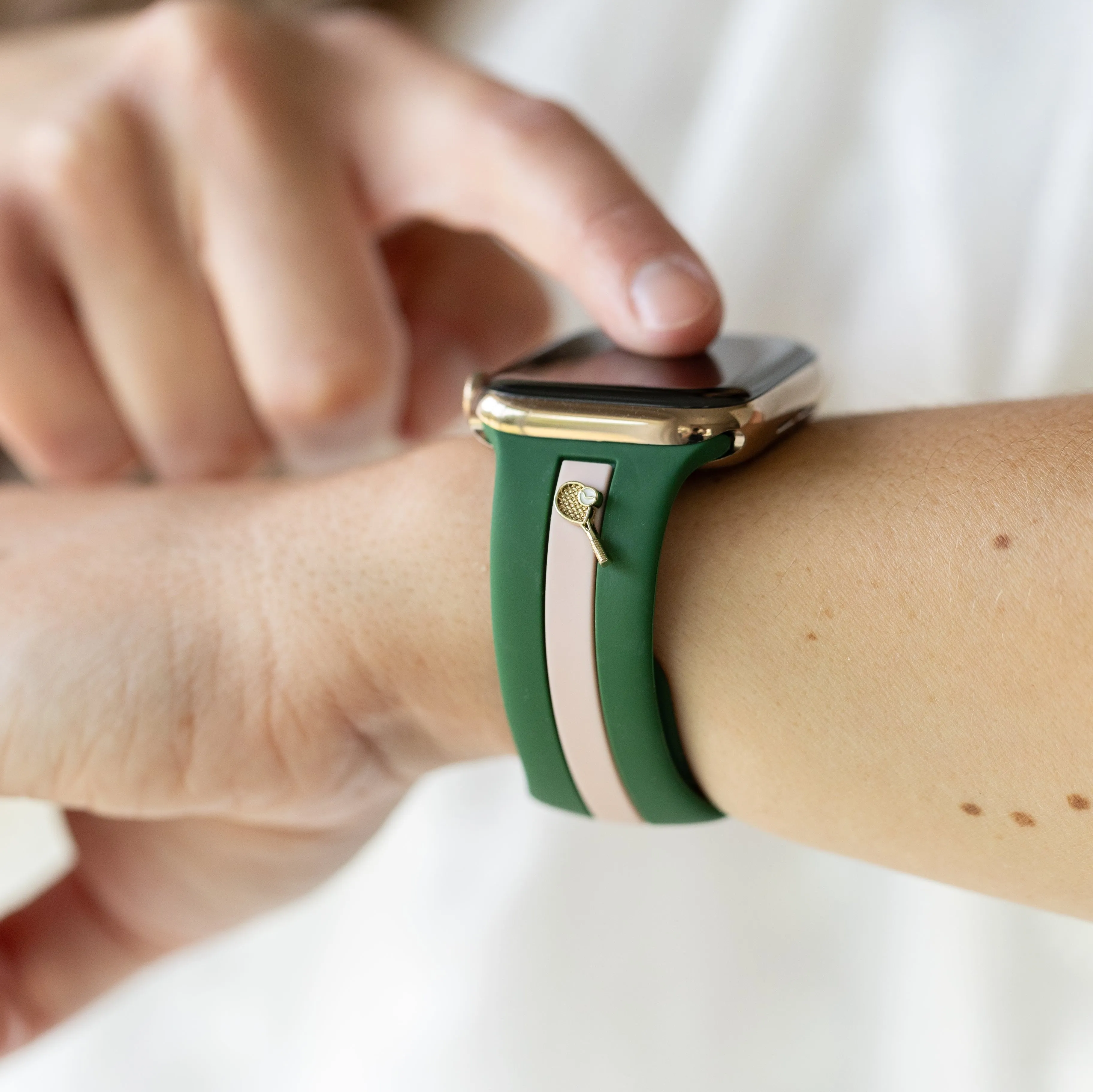 Let's Cause a Racket 🏓 Pink and Green Smart Watch Band sold by Strawberry Avocados