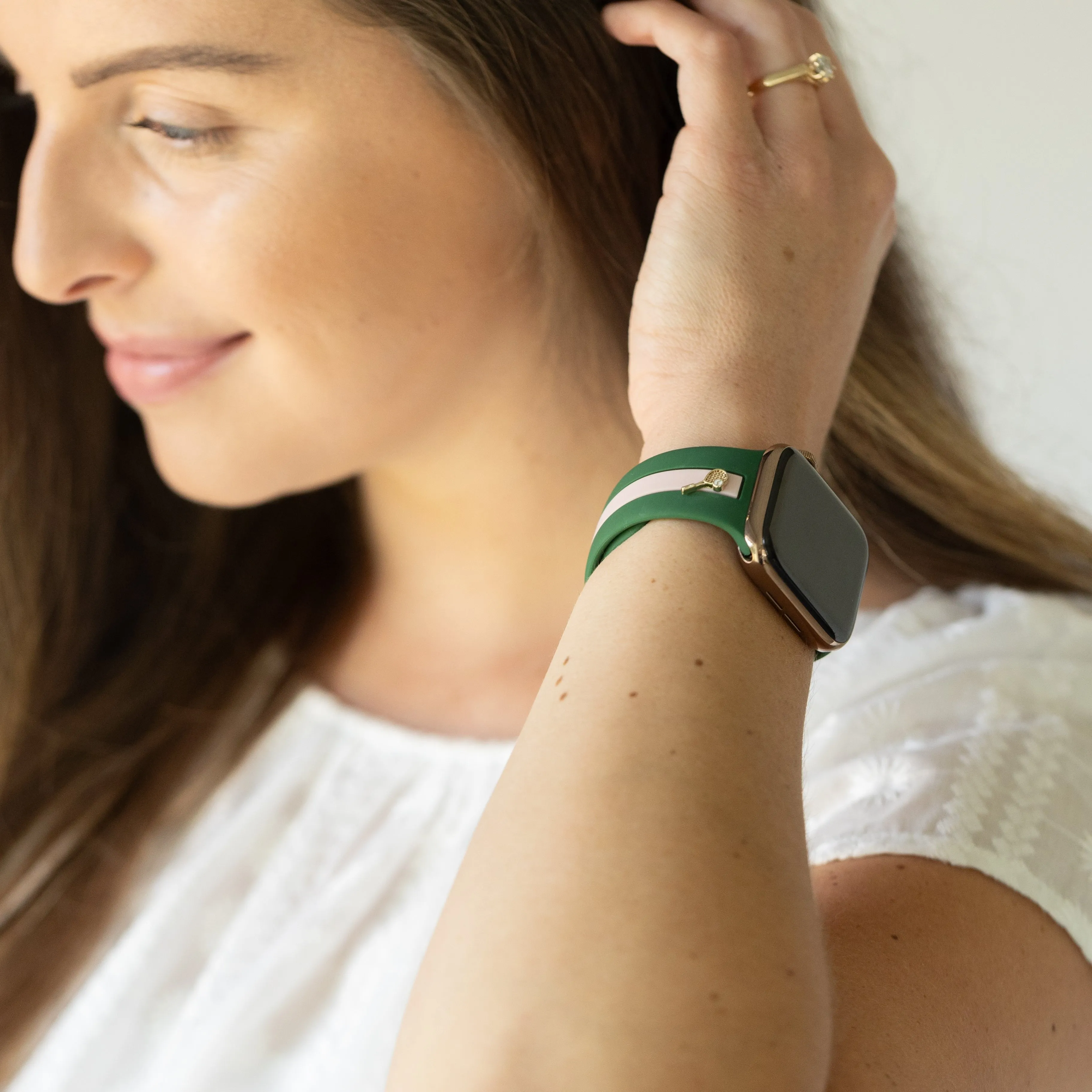 Let's Cause a Racket 🏓 Pink and Green Smart Watch Band sold by Strawberry Avocados product image thumbnail 2