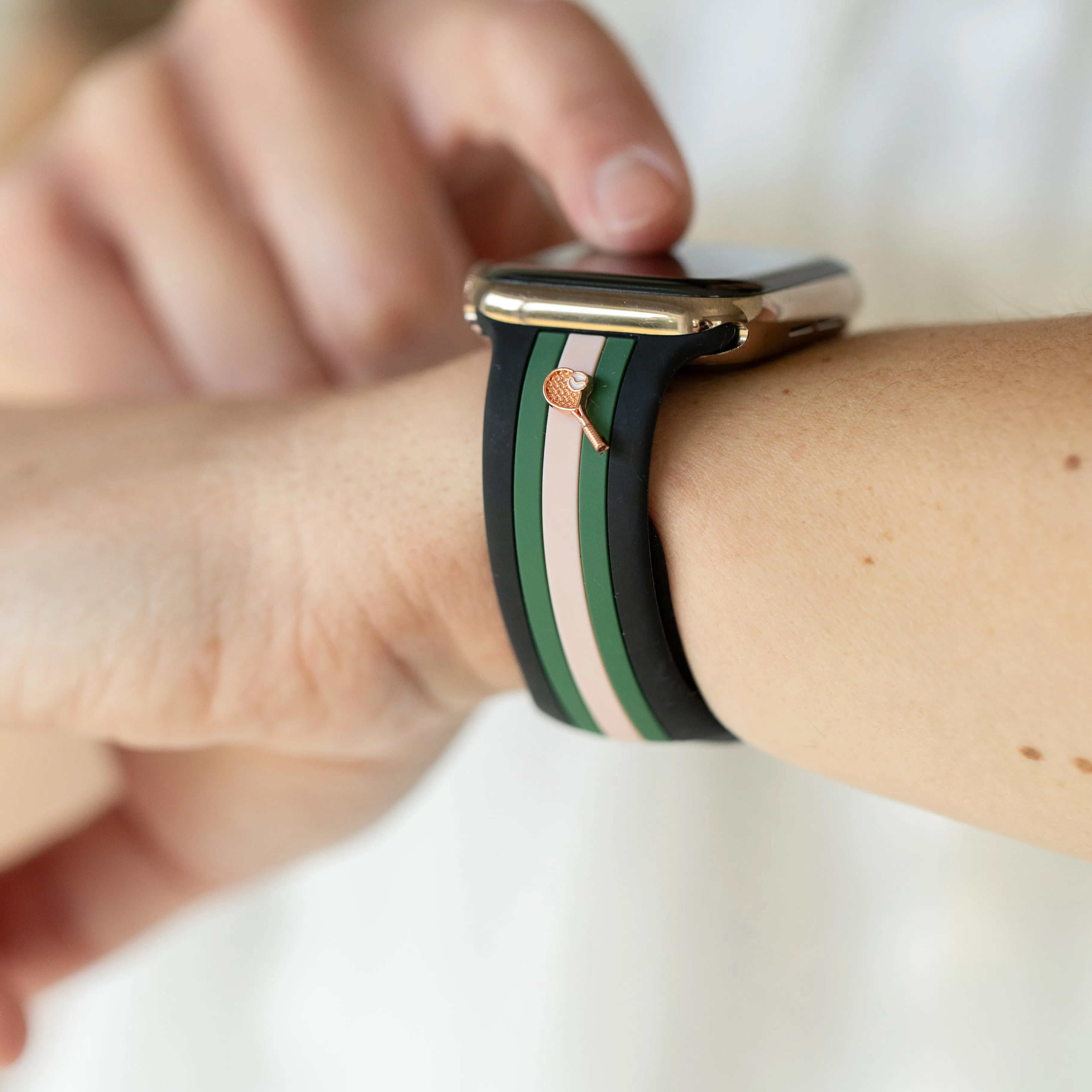 Let's Cause a Racket π Black/Pink/Green Smart Watch Band sold by Strawberry Avocados product image thumbnail 2