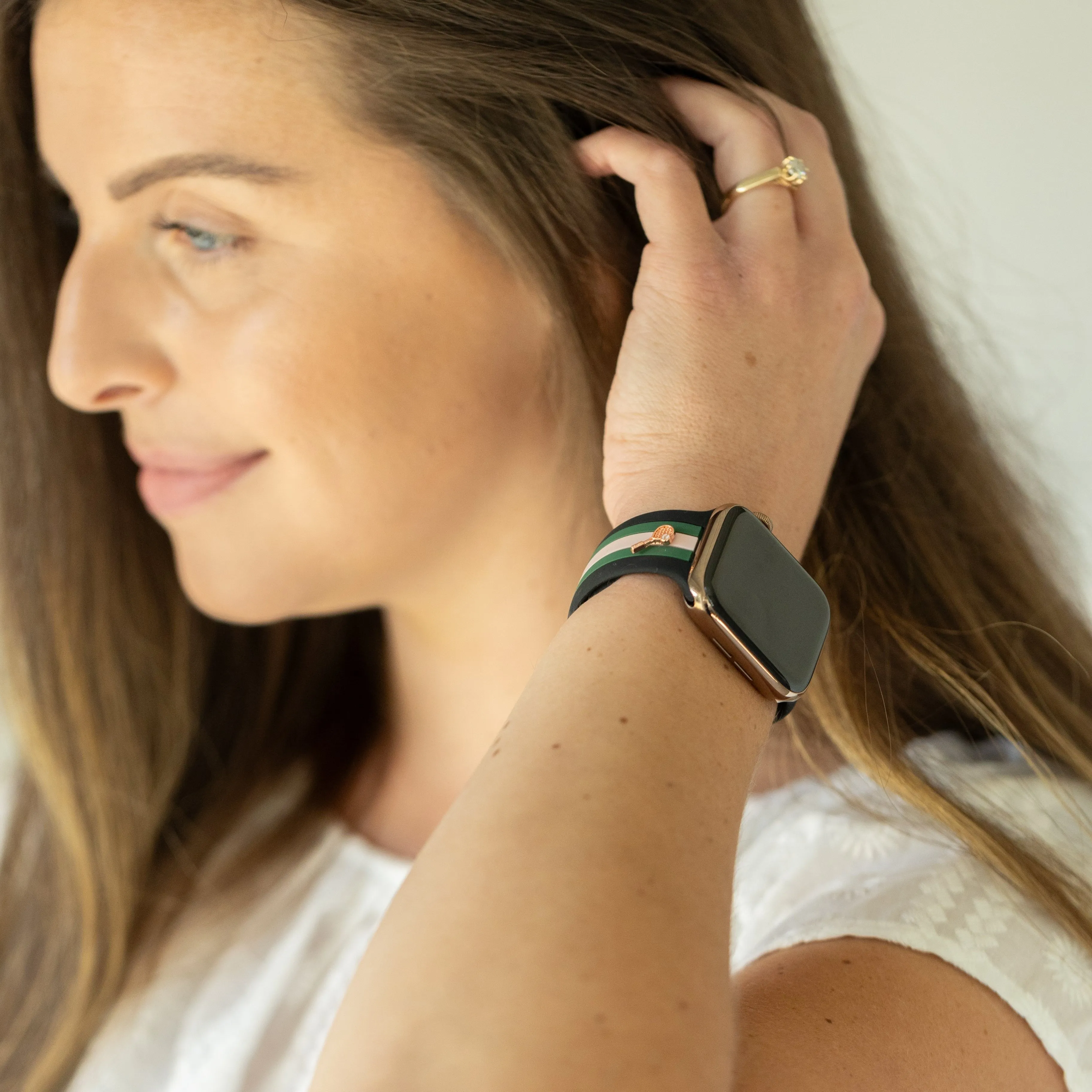 Let's Cause a Racket π Black/Pink/Green Smart Watch Band sold by Strawberry Avocados product image thumbnail 3