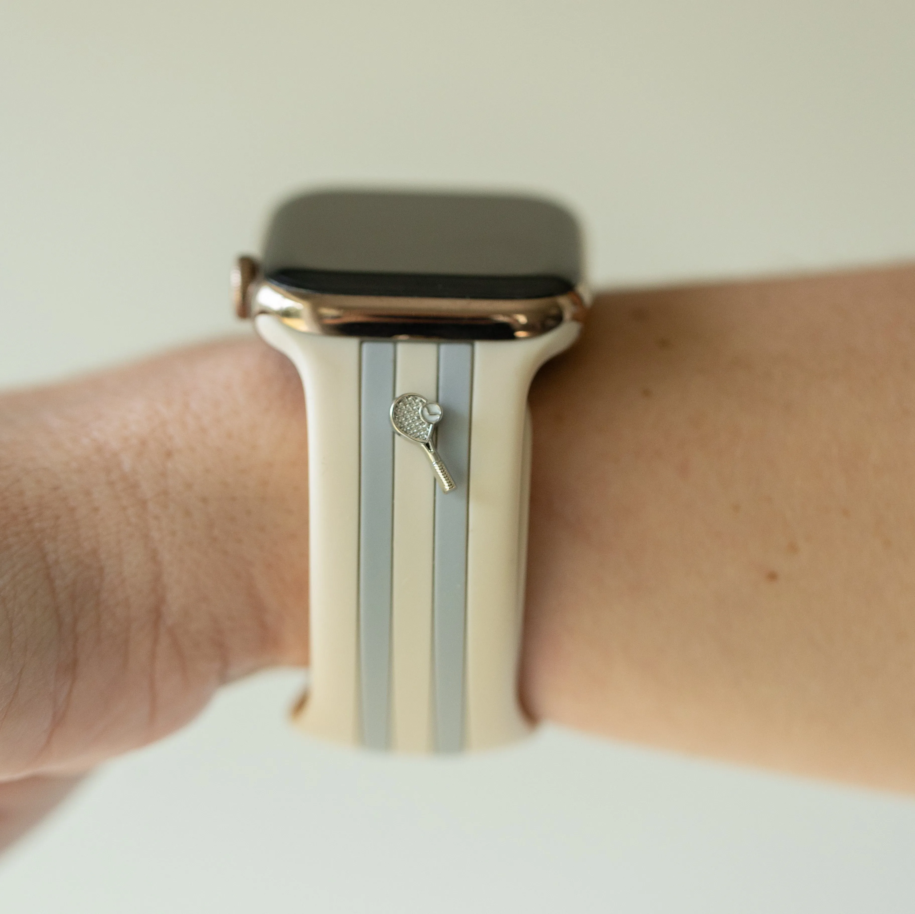 Let's Cause a Racket π Ivory and Gray Smart Watch Band sold by Strawberry Avocados product image thumbnail 3