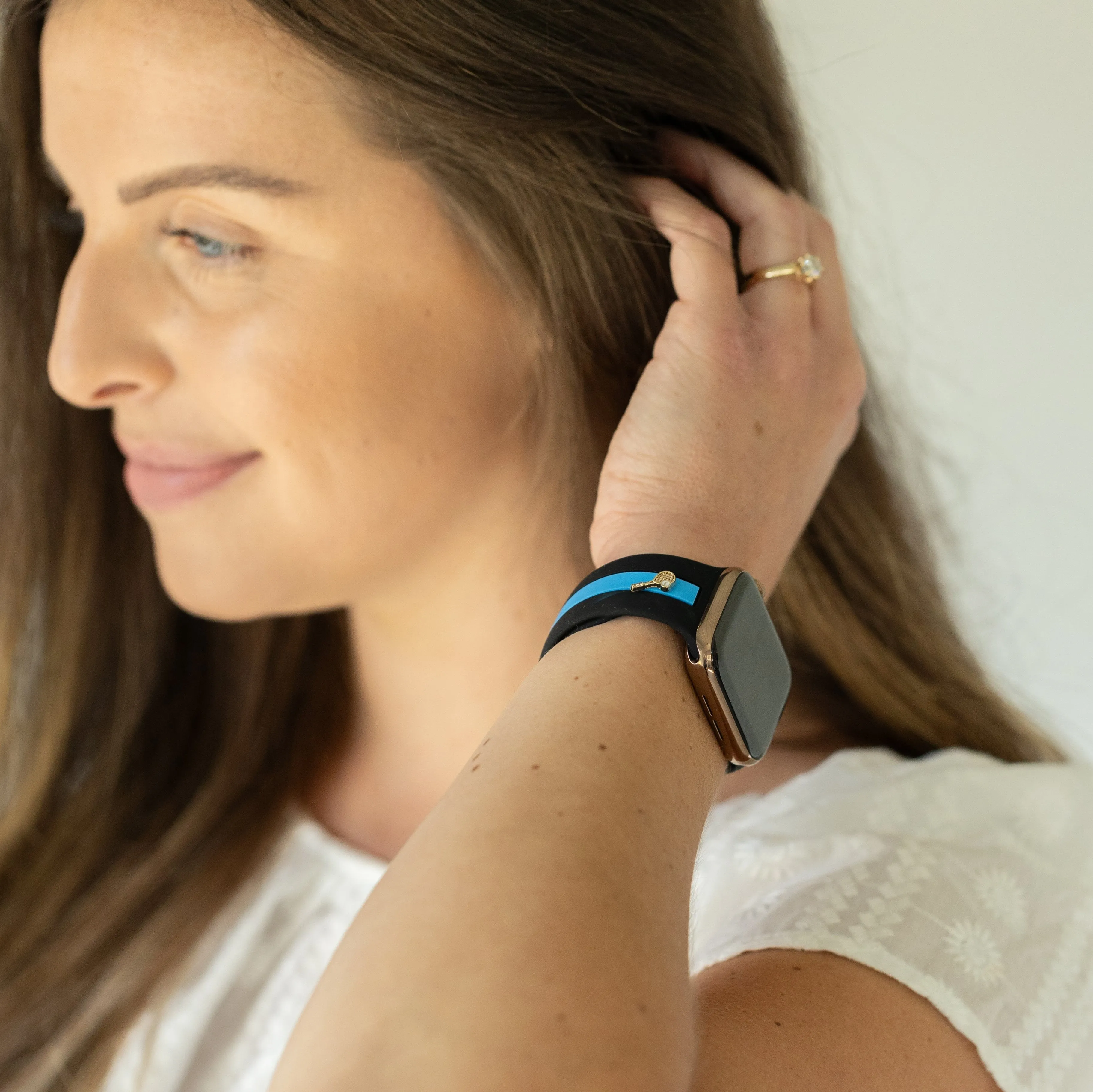 Let's Cause a Racket 🏓 Black & Blue Smart Watch Band sold by Strawberry Avocados product image thumbnail 2