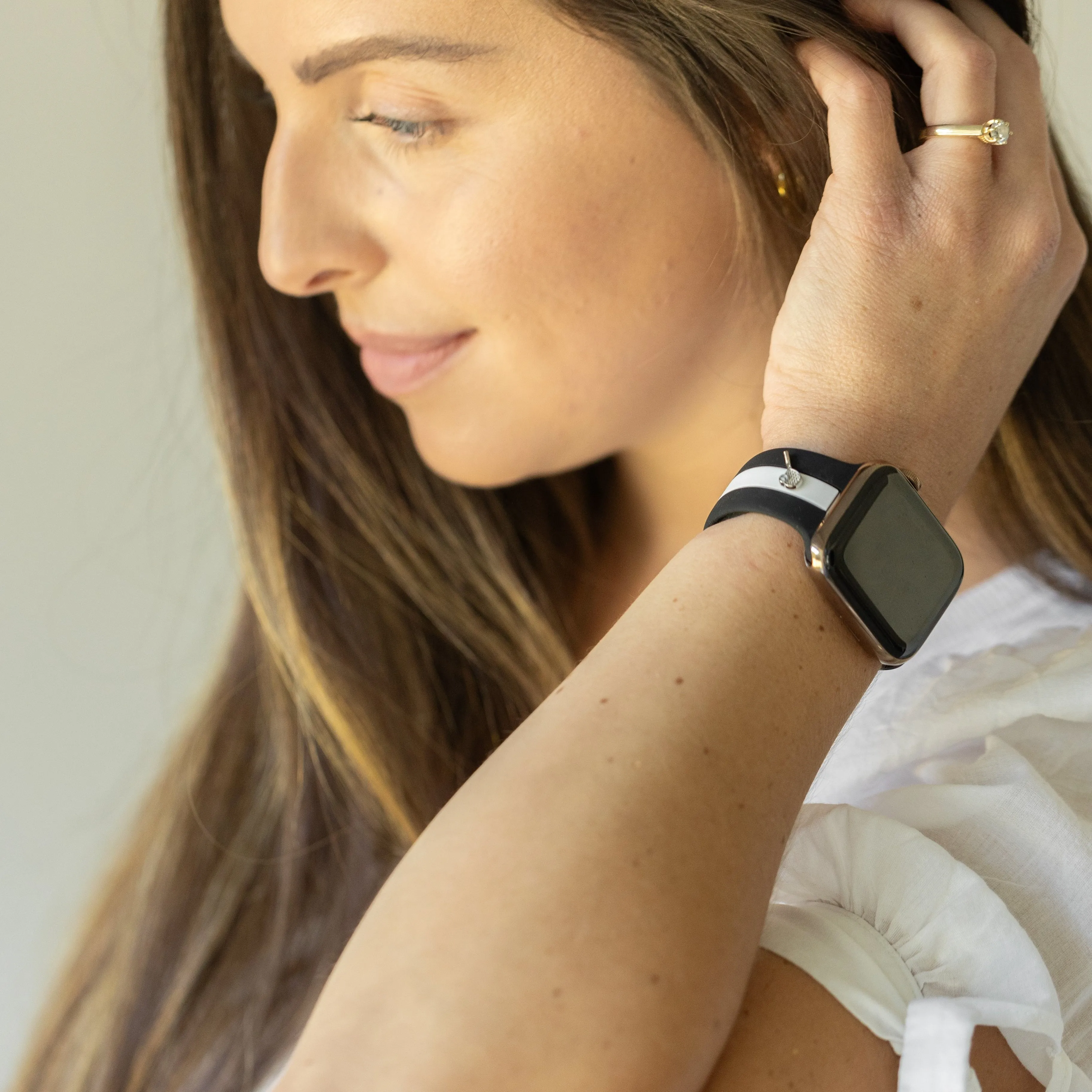 Let's Cause a Racket π Midnight Black & White Smart Watch Band sold by Strawberry Avocados product image thumbnail 3