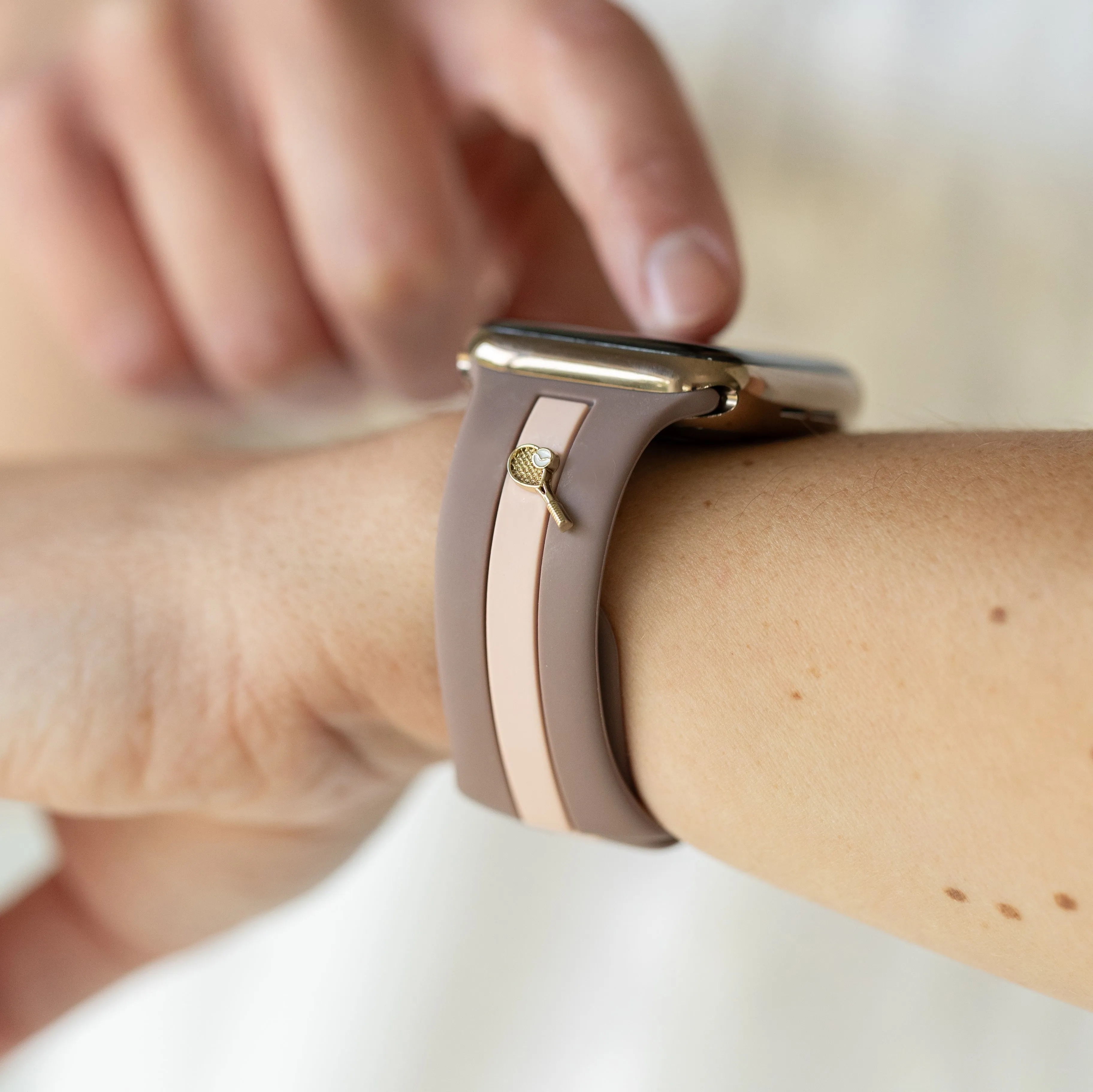 Let's Cause a Racket 🏓Mauve and Blush Smart Watch Band sold by Strawberry Avocados product image thumbnail 2