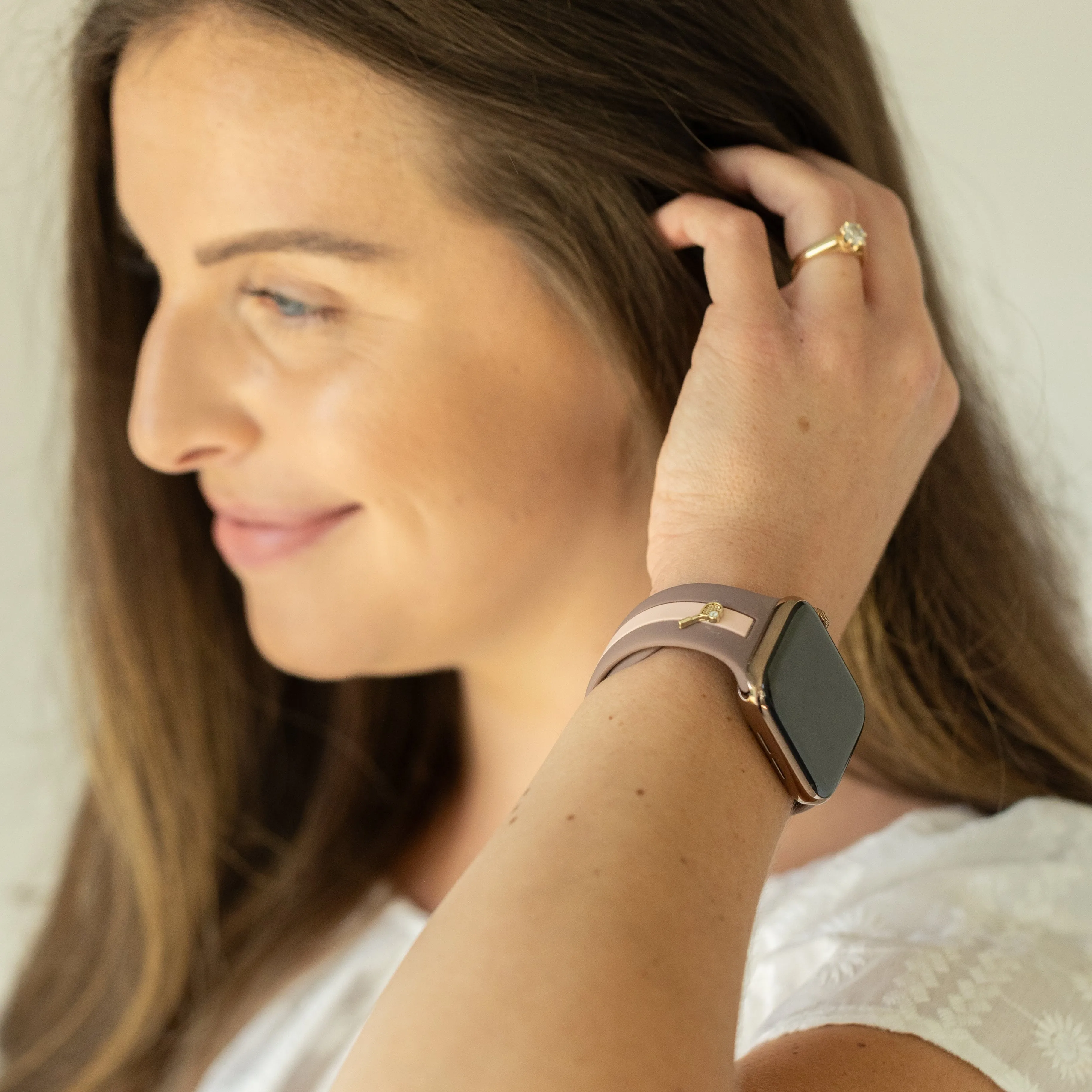 Let's Cause a Racket 🏓Mauve and Blush Smart Watch Band sold by Strawberry Avocados