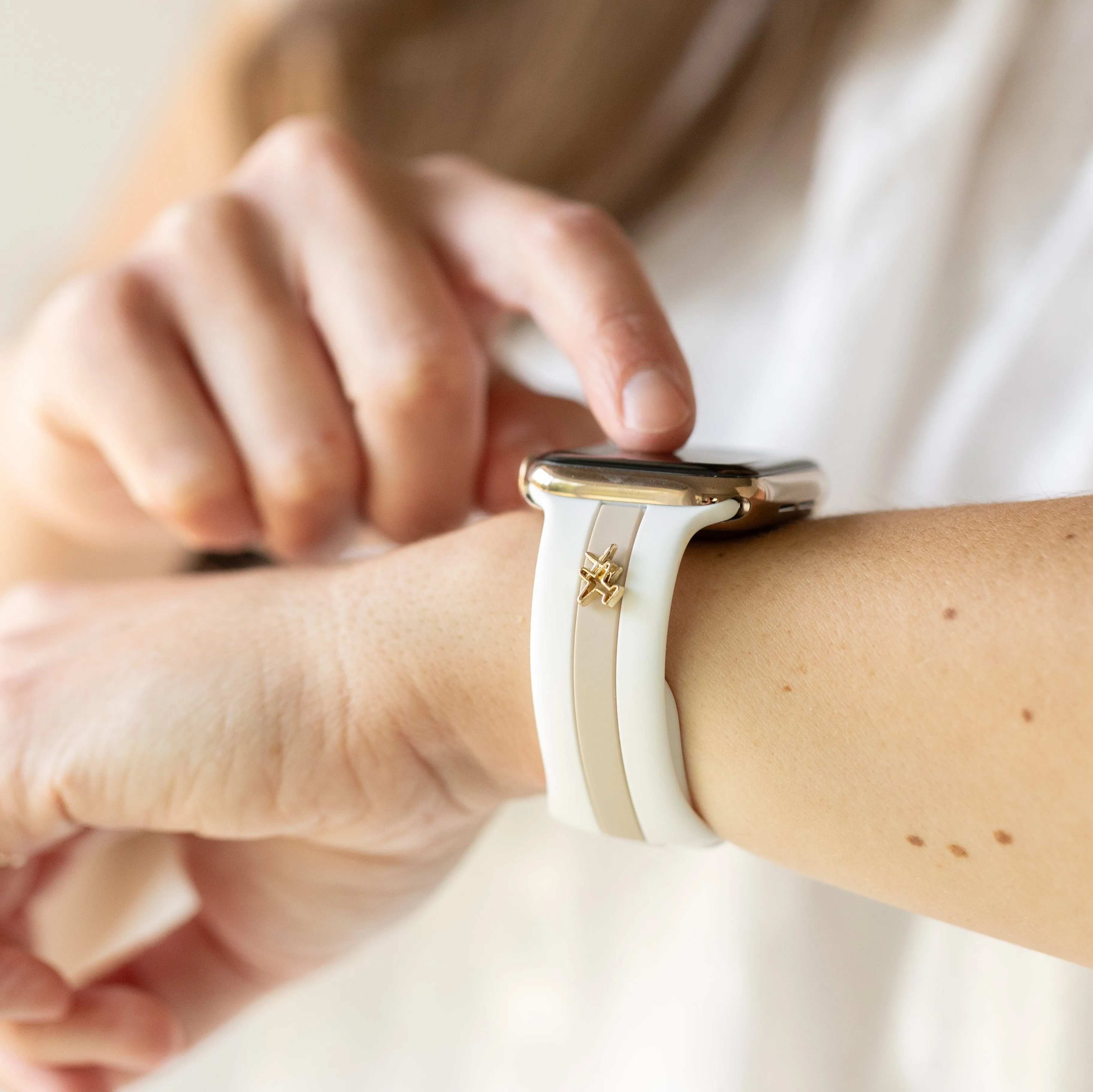 Come Fly With Me✈️White & Nude Sand Smart Watch Band sold by Strawberry Avocados product image thumbnail 2