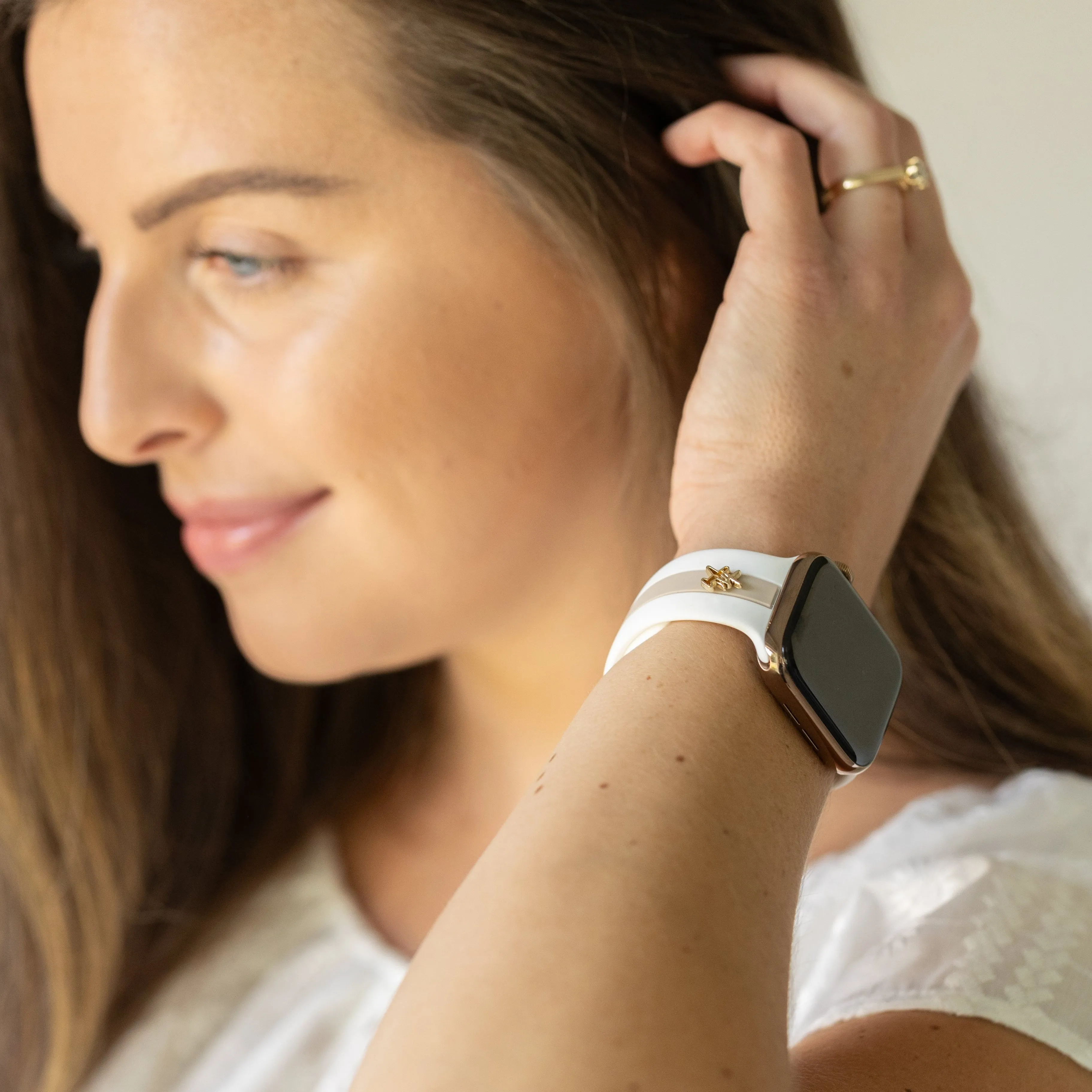 Come Fly With Me✈️White & Nude Sand Smart Watch Band sold by Strawberry Avocados product image thumbnail 3