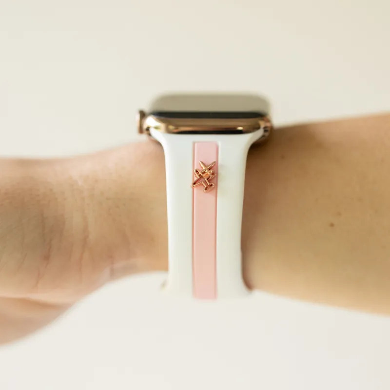 Come Fly With Me✈️ White & Bubblegum Smart Watch Band sold by Strawberry Avocados