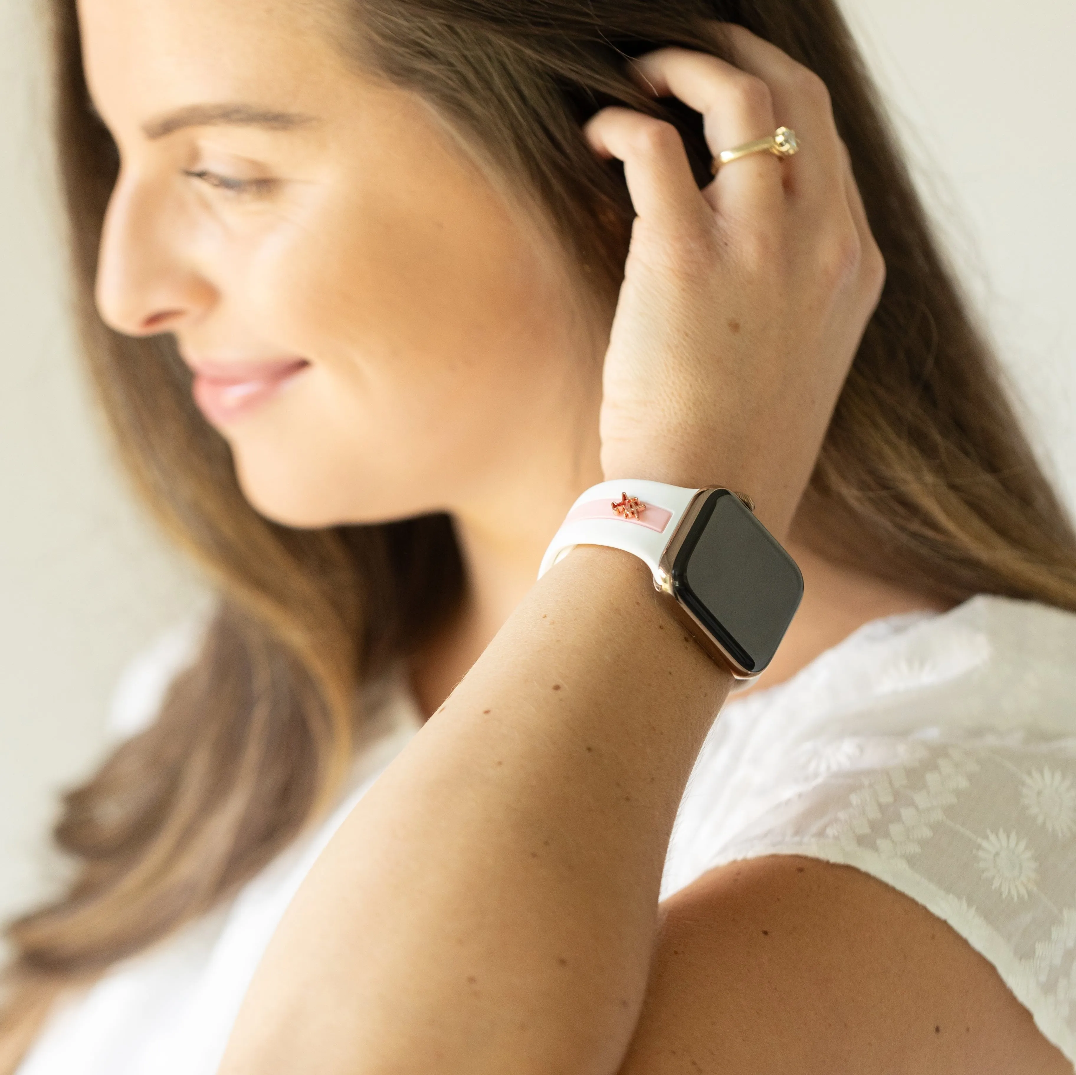 Come Fly With Me✈️ White & Bubblegum Smart Watch Band sold by Strawberry Avocados product image thumbnail 2